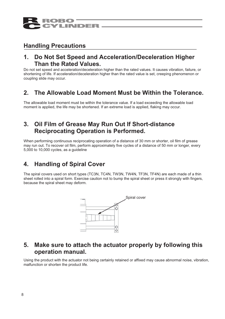 Handling precautions | IAI America RCA2-TW4N User Manual | Page 16 / 134