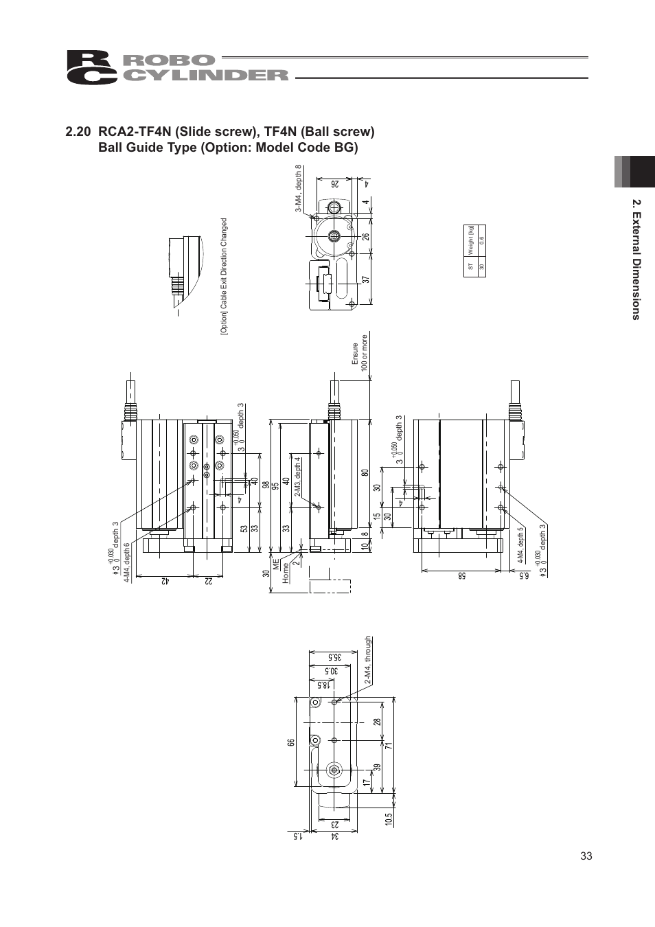 33 2. external dimensions | IAI America RCA2-TW4N User Manual | Page 41 / 134