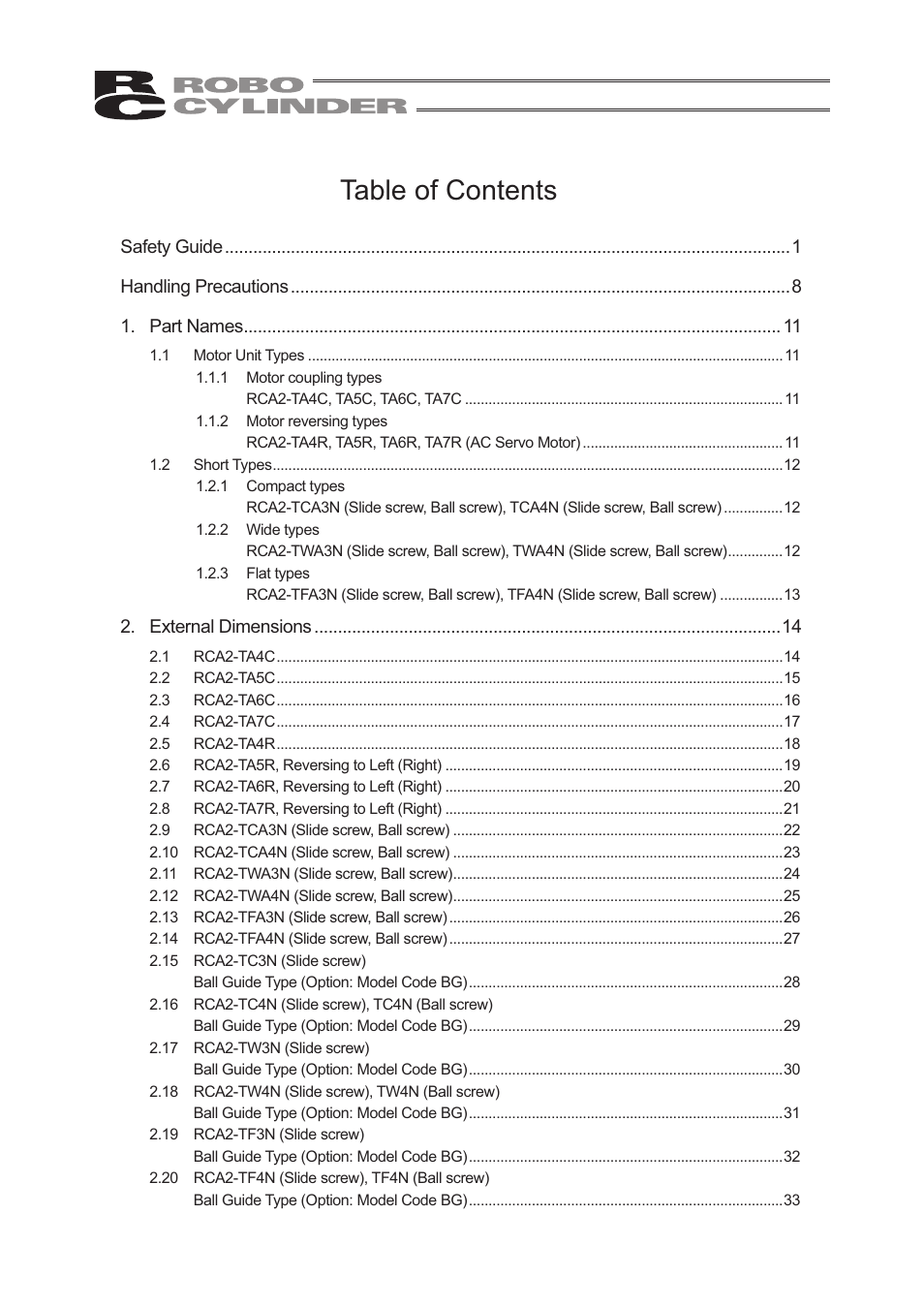 IAI America RCA2-TW4N User Manual | Page 5 / 134
