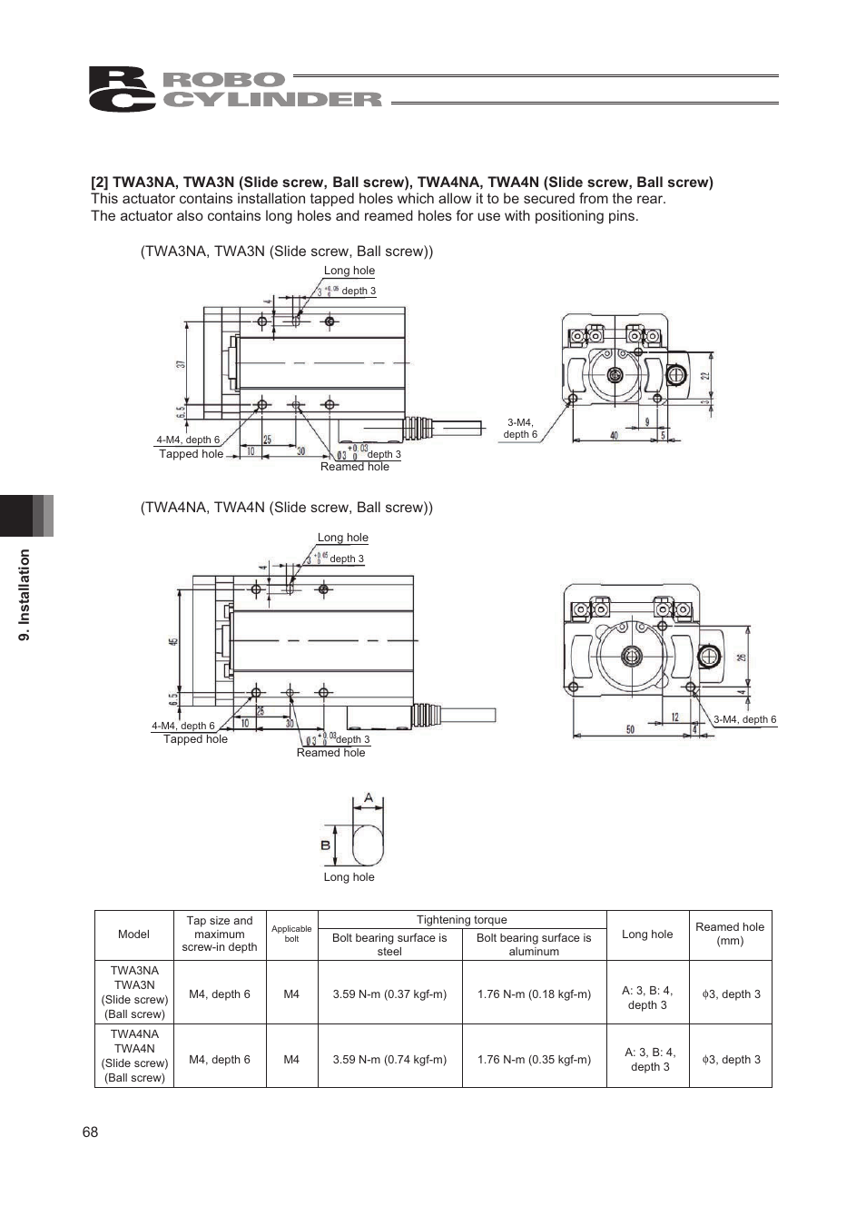 Twa3na, twa3n (slide screw, ball screw)), Twa4na, twa4n (slide screw, ball screw)) | IAI America RCA2-TW4N User Manual | Page 76 / 134