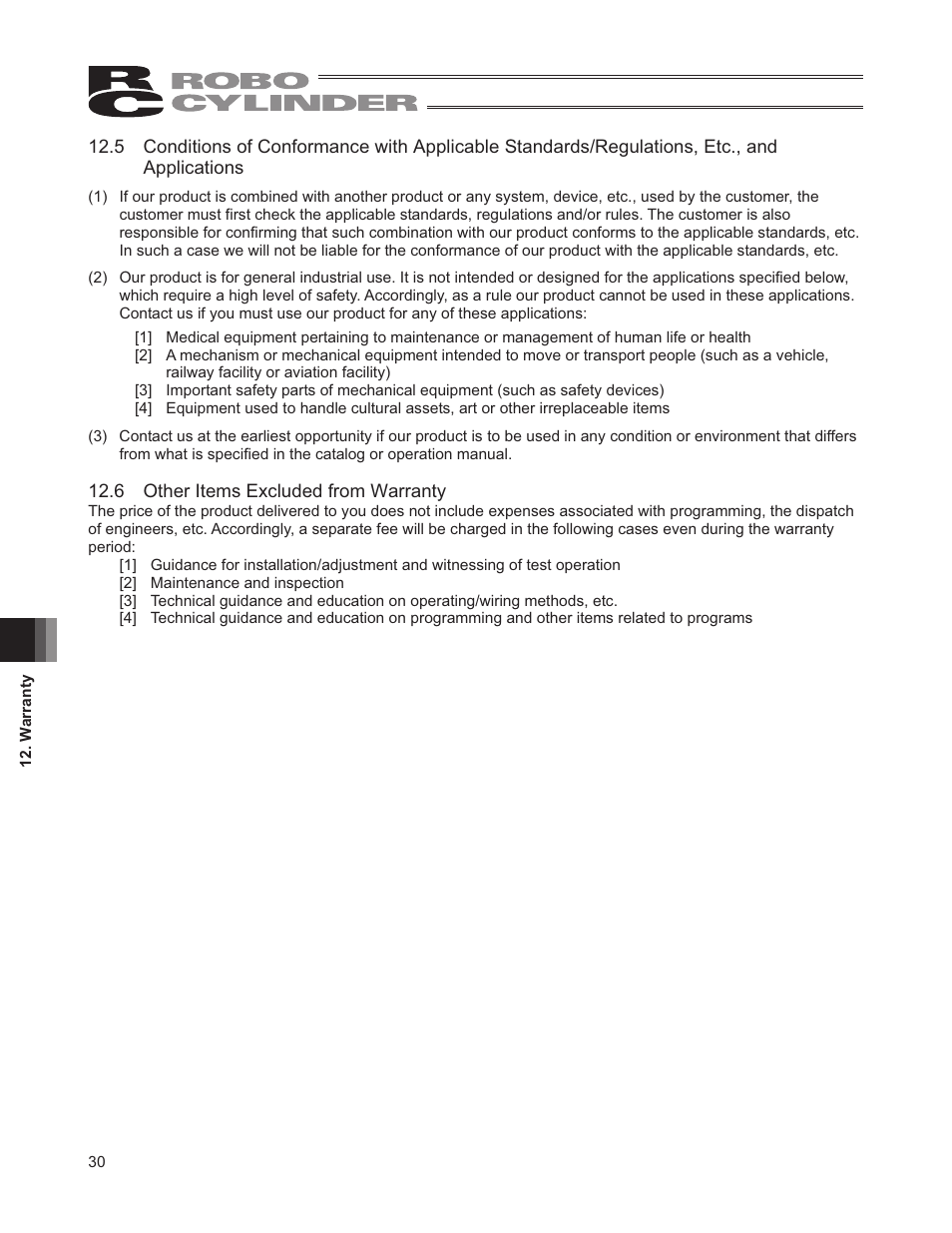 6 other items excluded from warranty | IAI America RCD-RA1D User Manual | Page 36 / 40