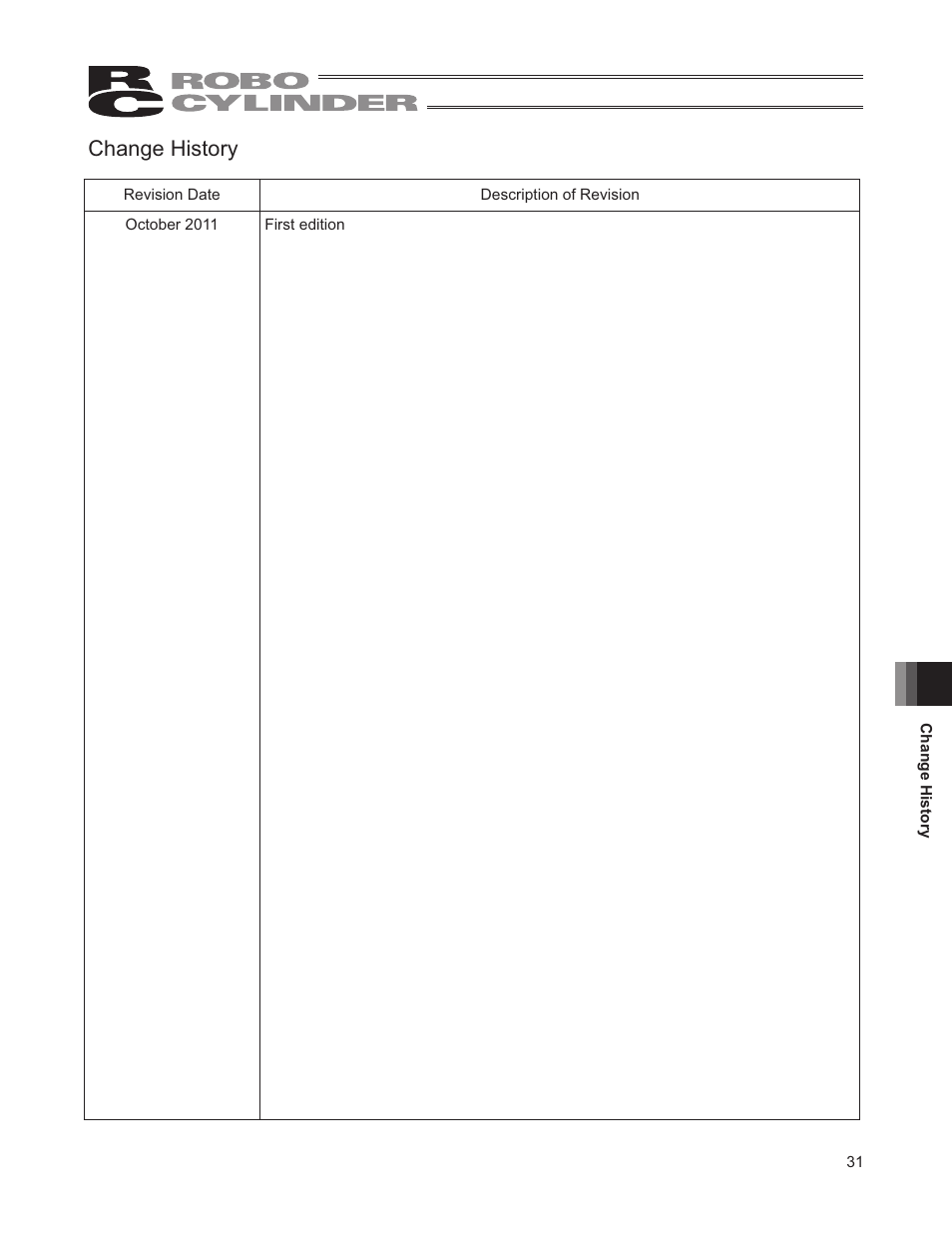Change history | IAI America RCD-RA1D User Manual | Page 37 / 40