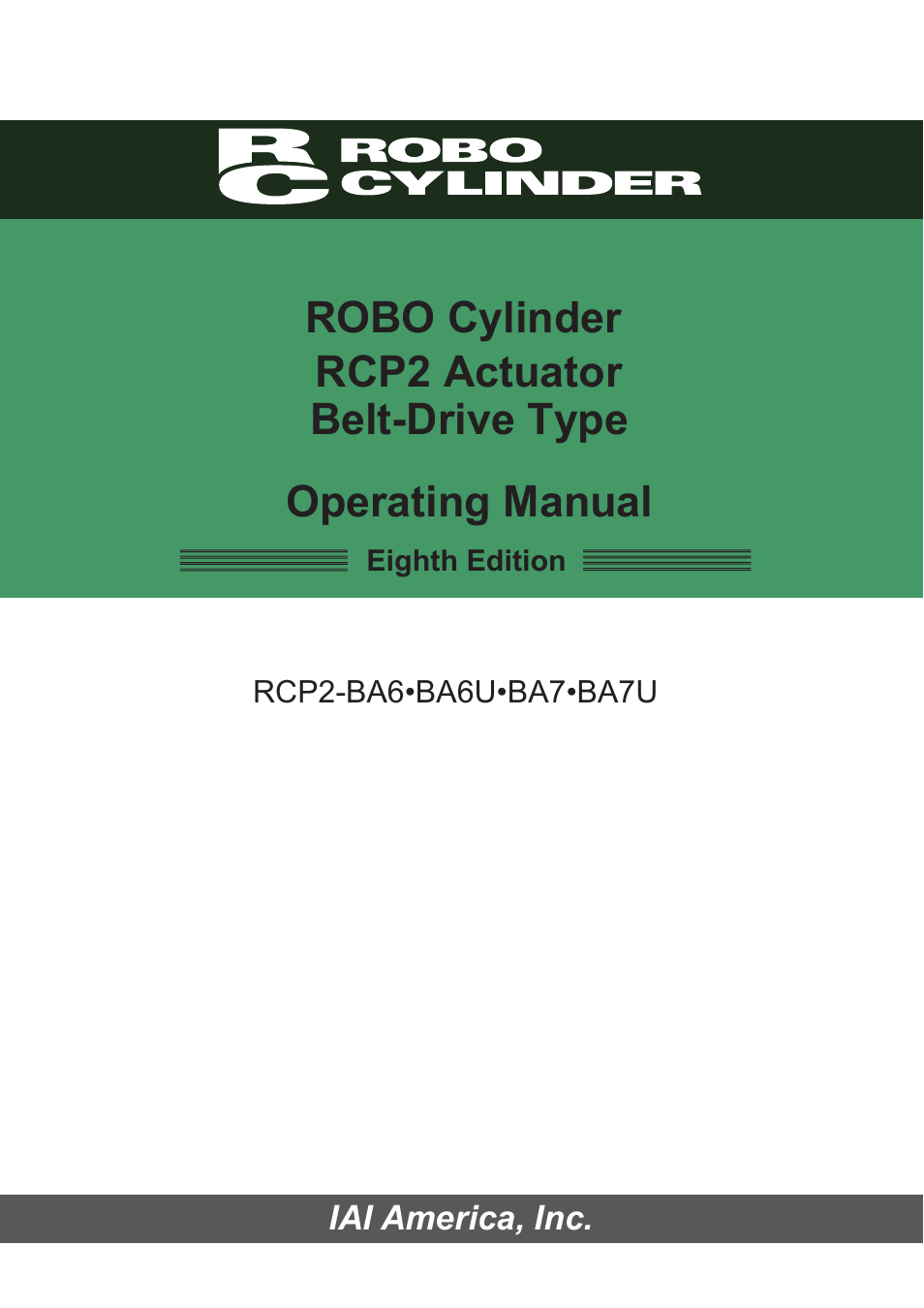 IAI America RCP2-BA7U User Manual | 72 pages