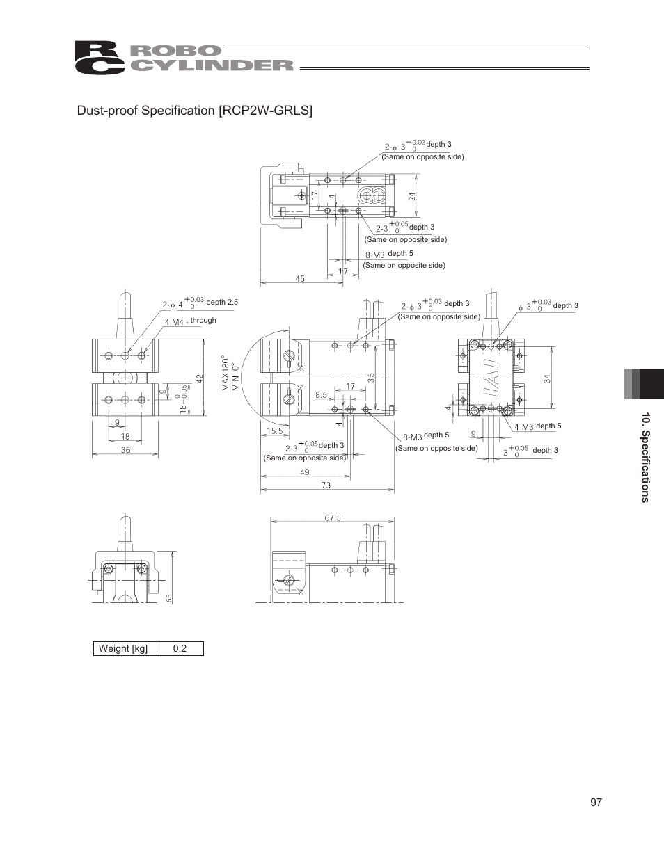 Dust-proof specification [rcp2w-grls, 97 10. specifications | IAI America RCP2W-GRLS User Manual | Page 107 / 130