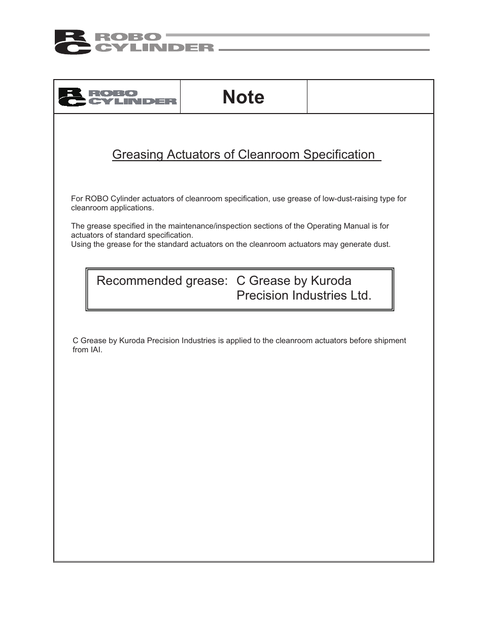Note | IAI America RCP2W-GRLS User Manual | Page 4 / 130