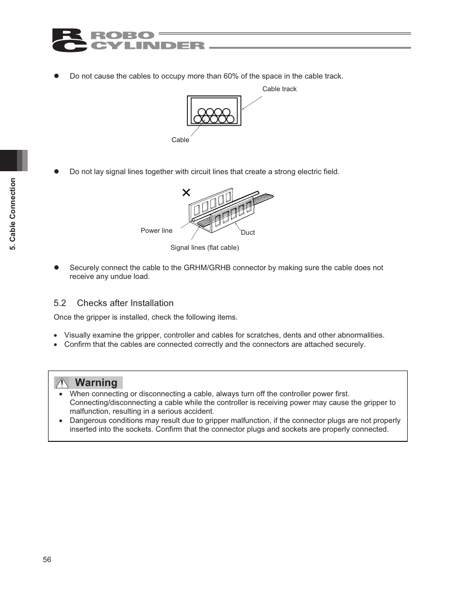 2 checks after installation, Warning | IAI America RCP2W-GRLS User Manual | Page 66 / 130