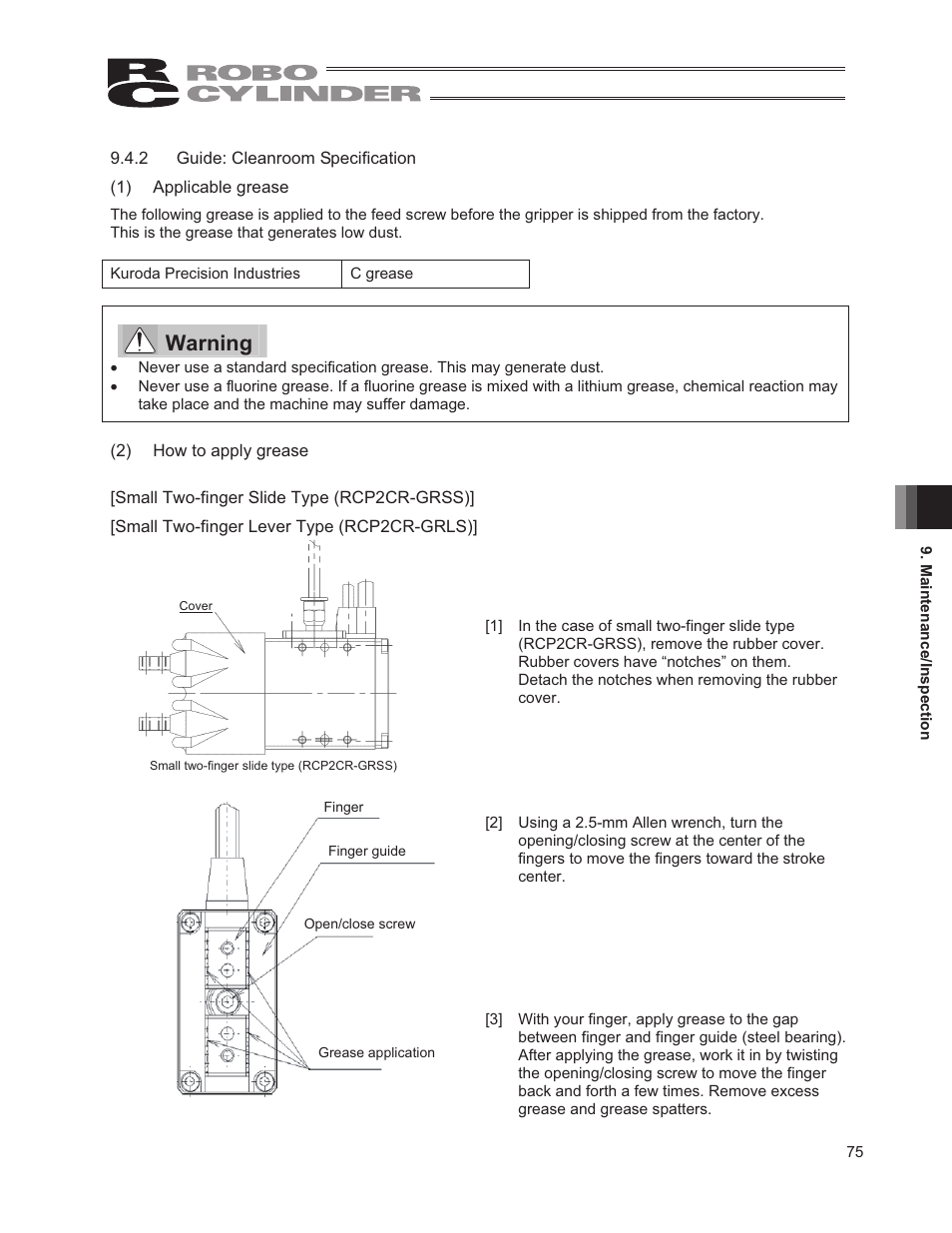 Warning | IAI America RCP2W-GRLS User Manual | Page 85 / 130
