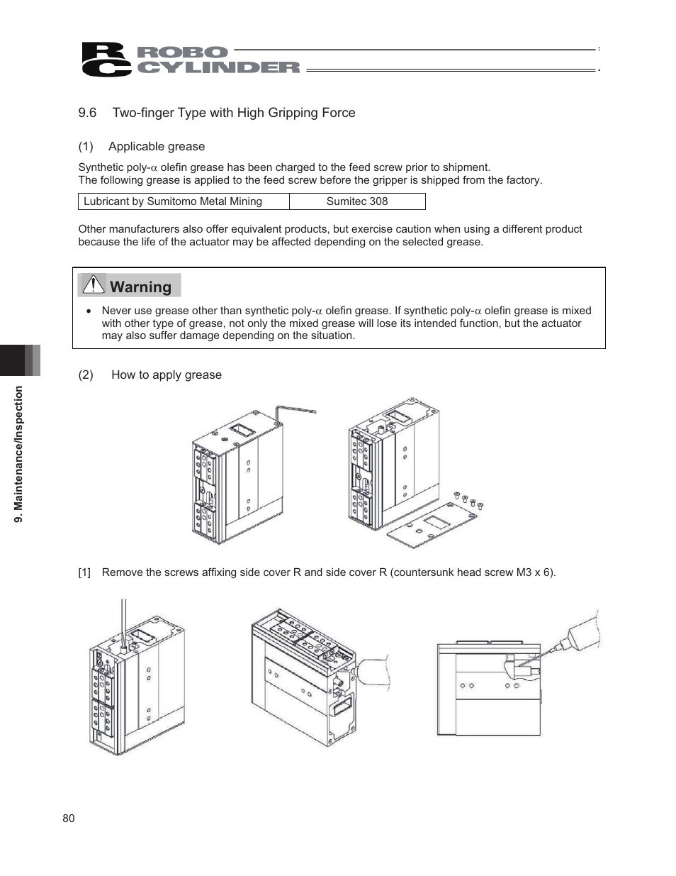 6 two-finger type with high gripping force, Warning | IAI America RCP2W-GRLS User Manual | Page 90 / 130