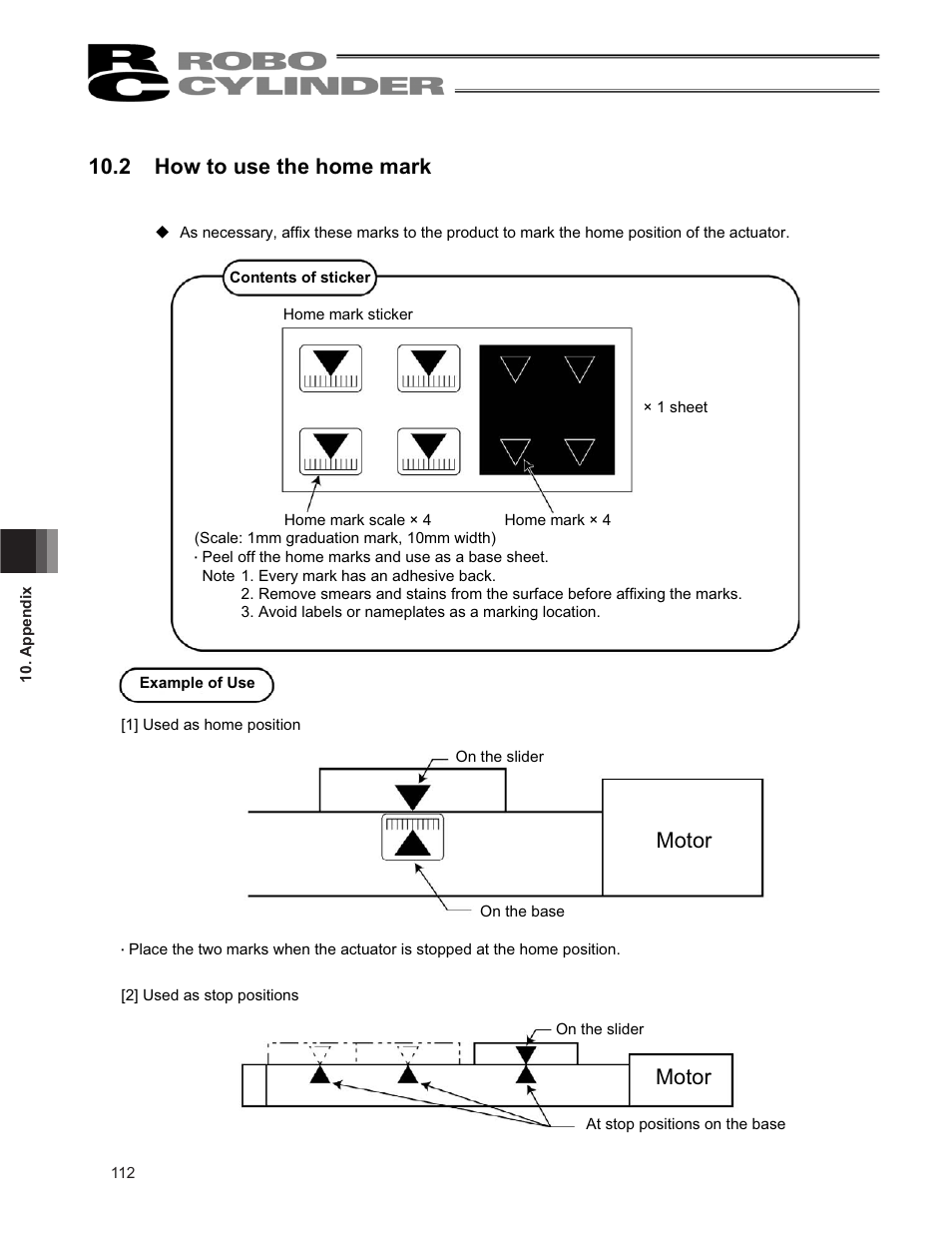 2 how to use the home mark, Motor | IAI America RCP2CR-SS8C User Manual | Page 120 / 126