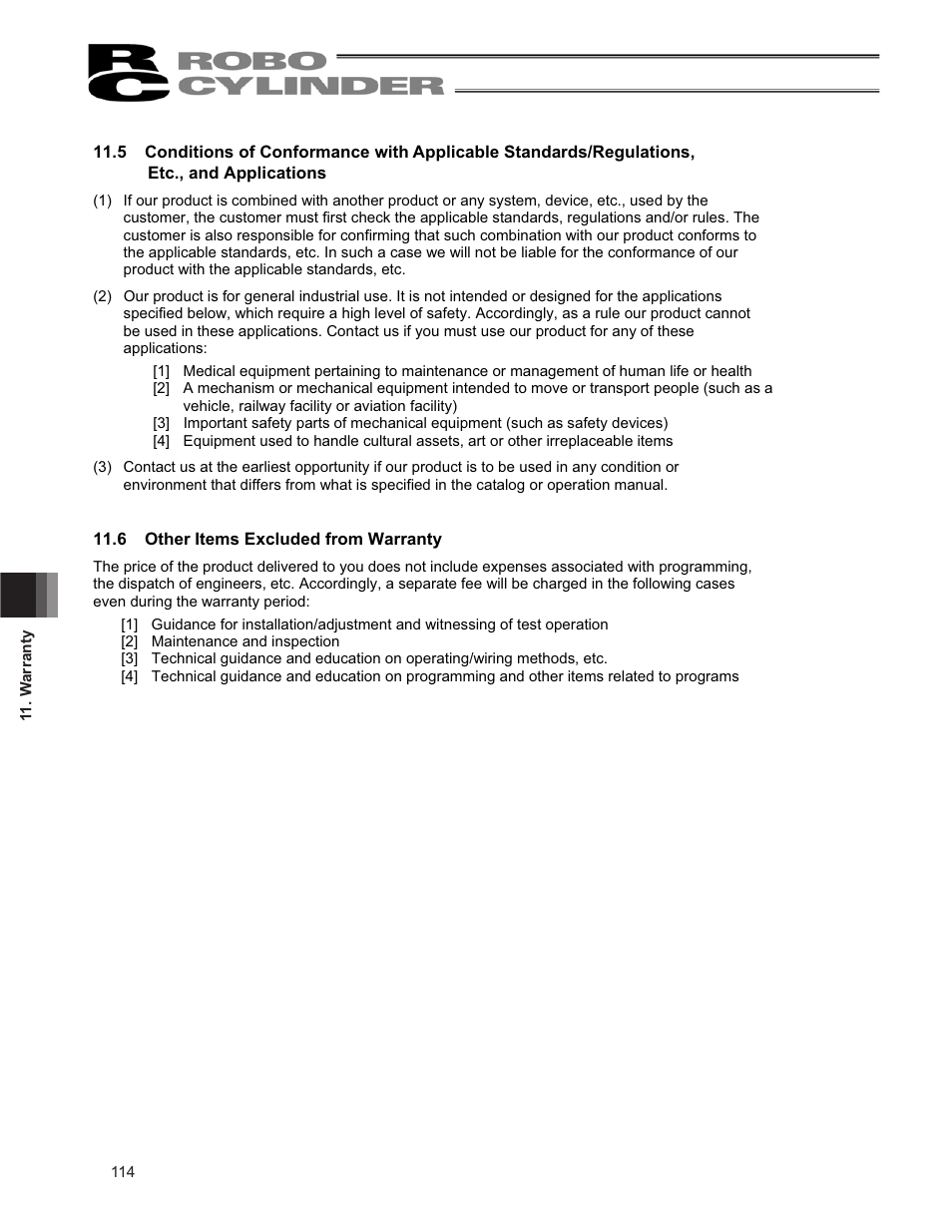 6 other items excluded from warranty | IAI America RCP2CR-SS8C User Manual | Page 122 / 126