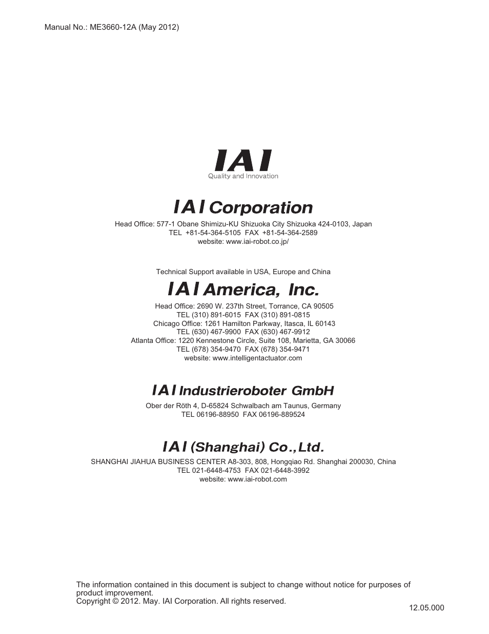 IAI America RCP2CR-SS8C User Manual | Page 126 / 126