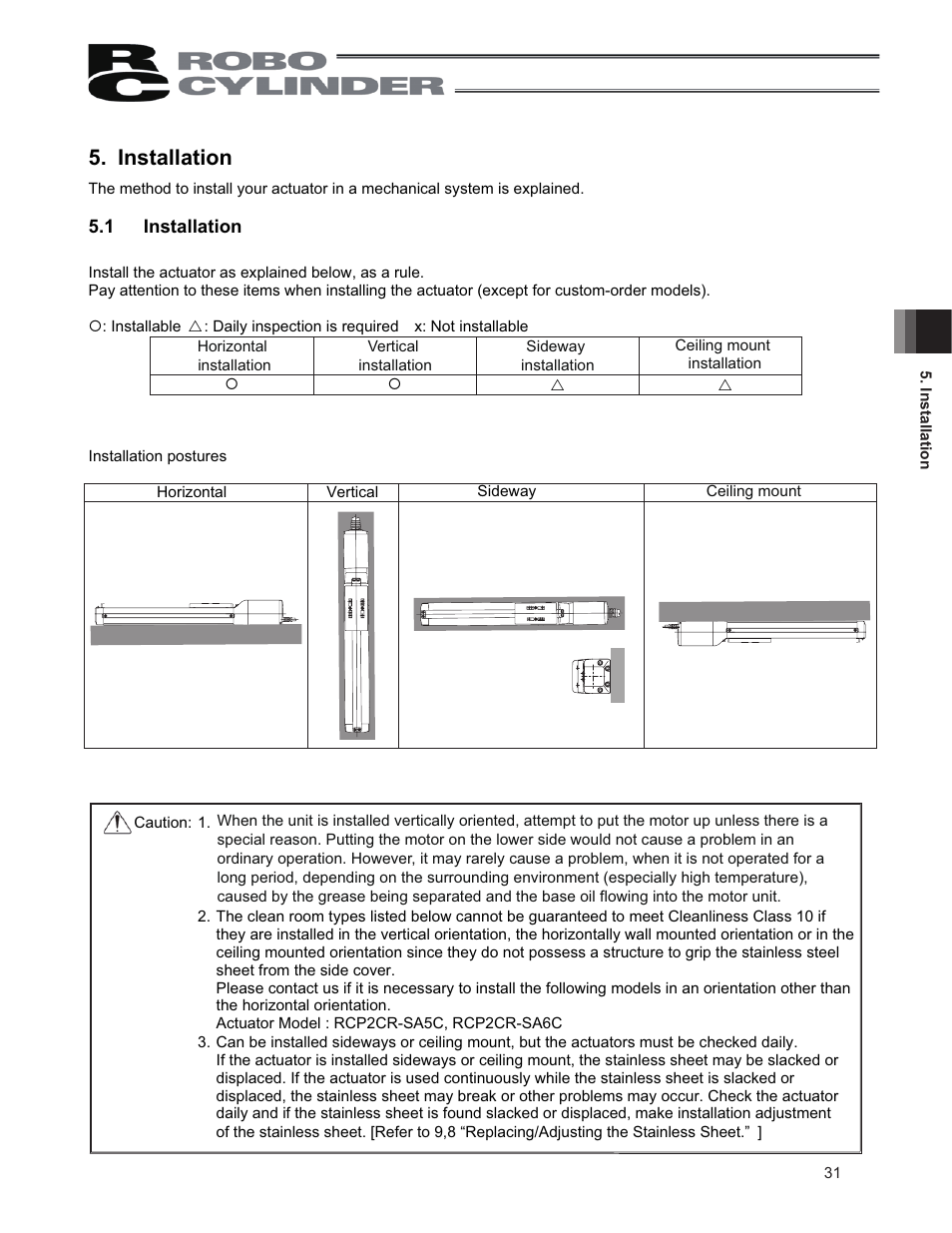 Installation, 1 installation | IAI America RCP2CR-SS8C User Manual | Page 39 / 126