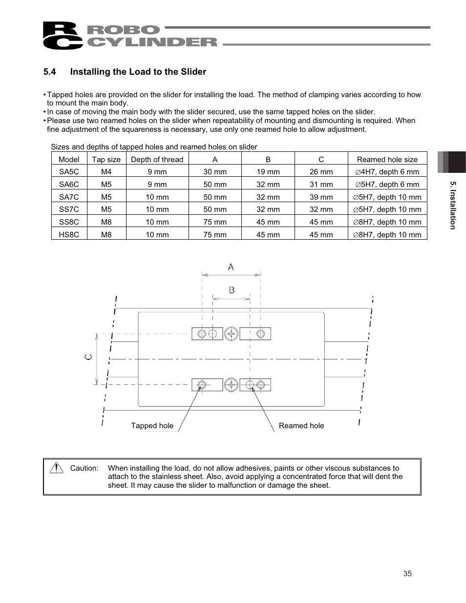 4 installing the load to the slider | IAI America RCP2CR-SS8C User Manual | Page 43 / 126
