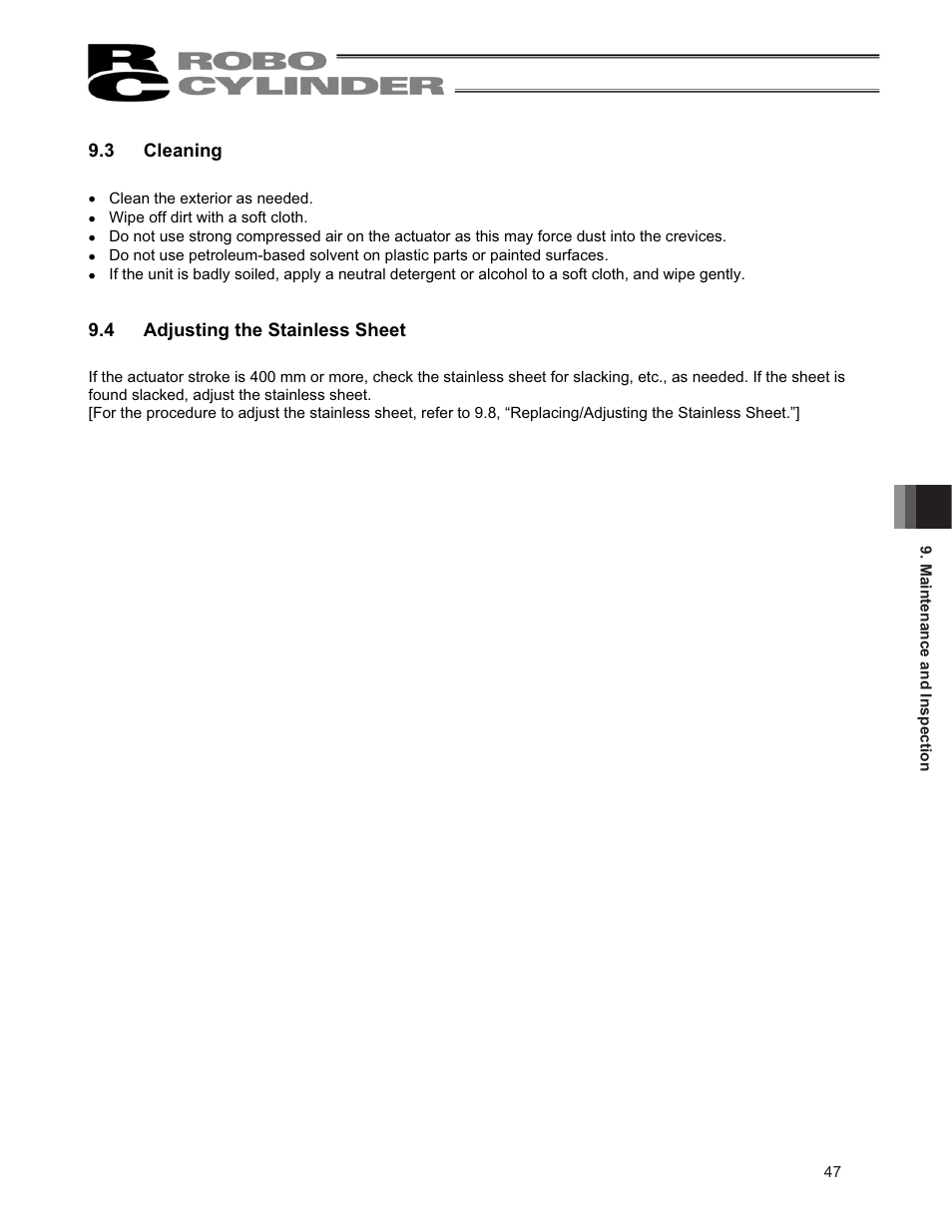 3 cleaning, 4 adjusting the stainless sheet | IAI America RCP2CR-SS8C User Manual | Page 55 / 126