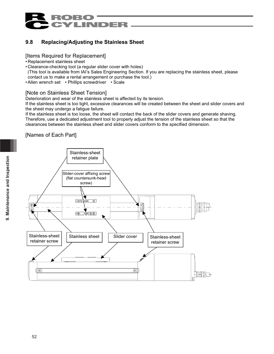 8 replacing/adjusting the stainless sheet | IAI America RCP2CR-SS8C User Manual | Page 60 / 126