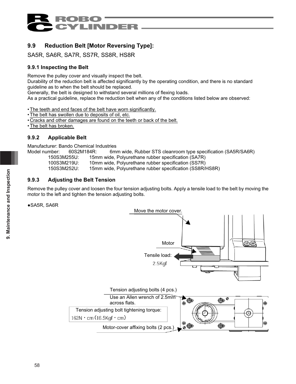 9 reduction belt [motor reversing type | IAI America RCP2CR-SS8C User Manual | Page 66 / 126