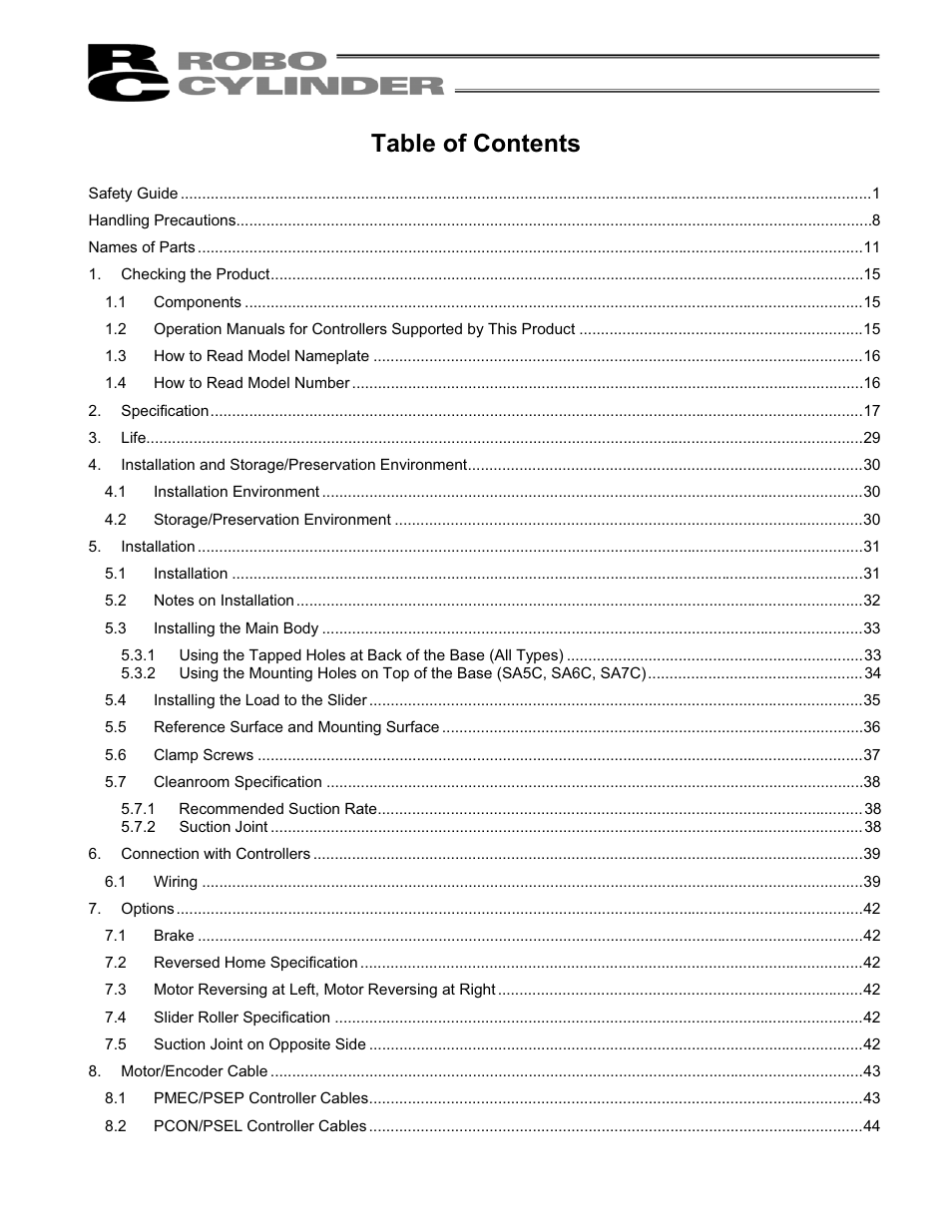 IAI America RCP2CR-SS8C User Manual | Page 7 / 126