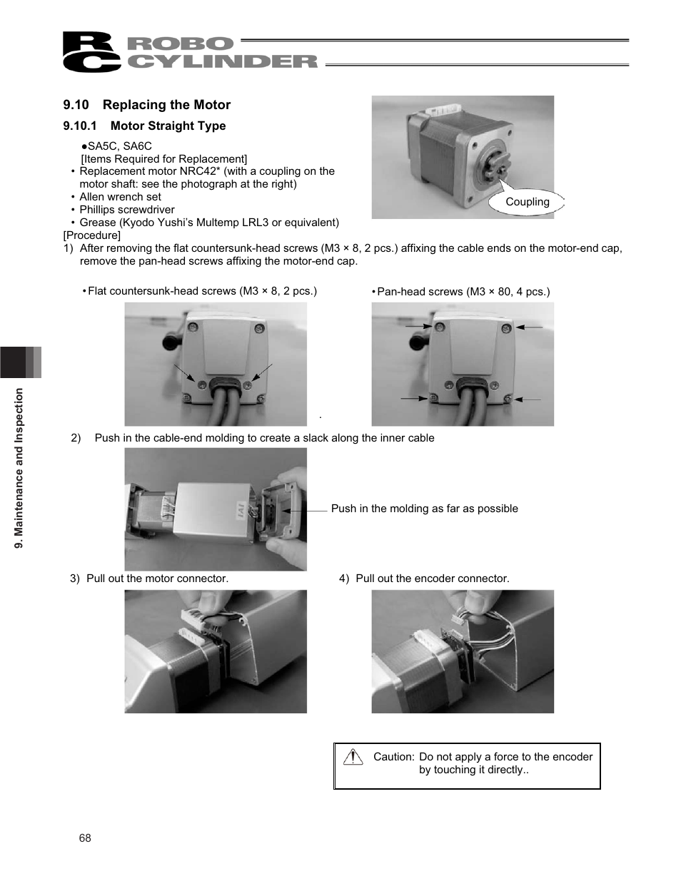 10 replacing the motor | IAI America RCP2CR-SS8C User Manual | Page 76 / 126