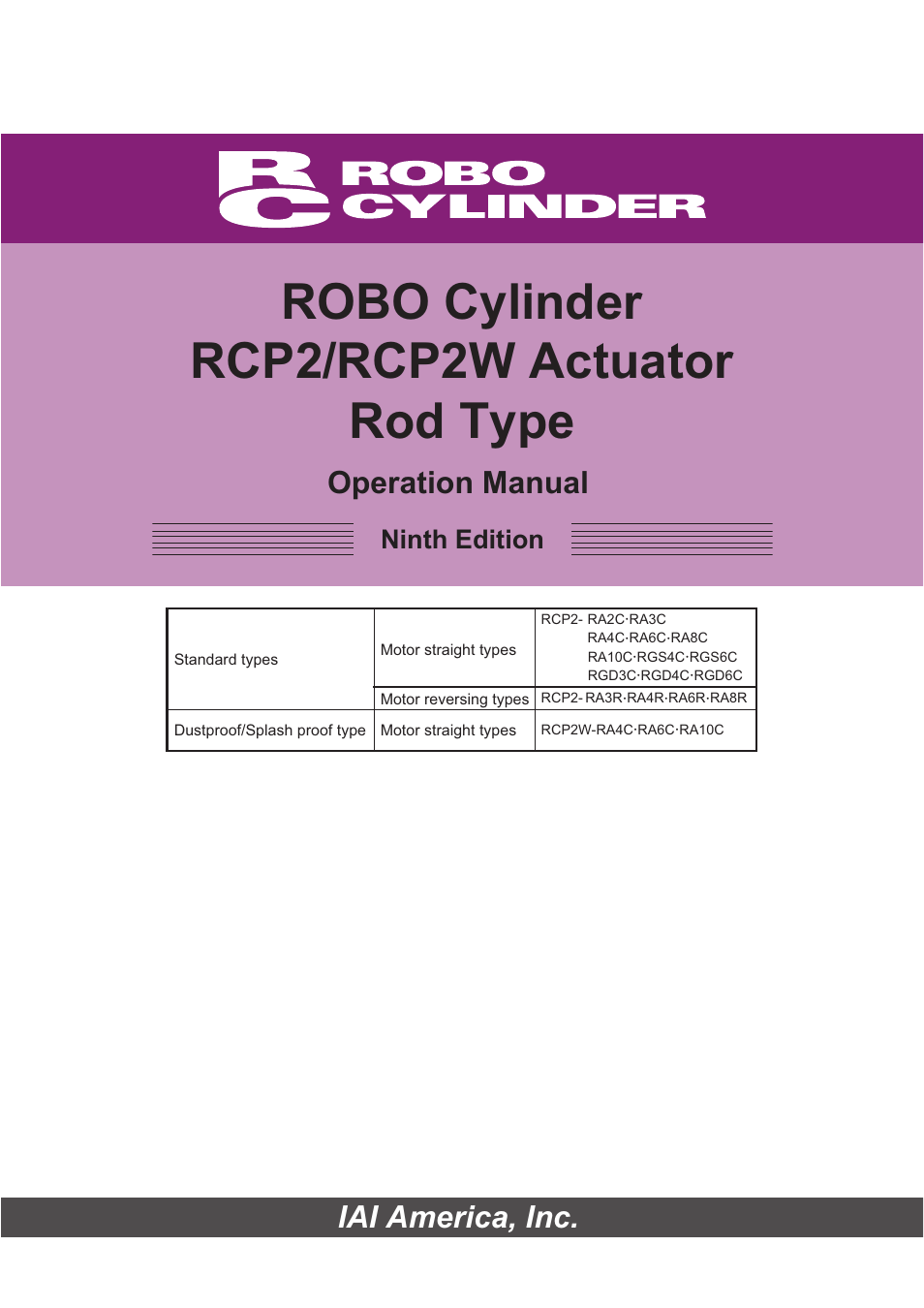 IAI America RCP2W-RA10C User Manual | 120 pages