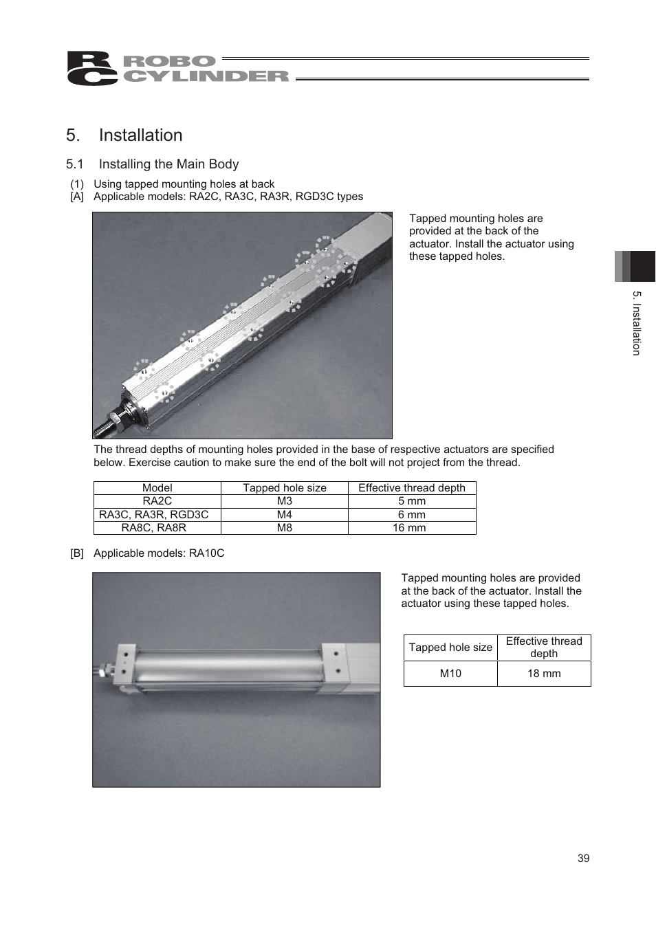 Installation, 1 installing the main body | IAI America RCP2W-RA10C User Manual | Page 45 / 120