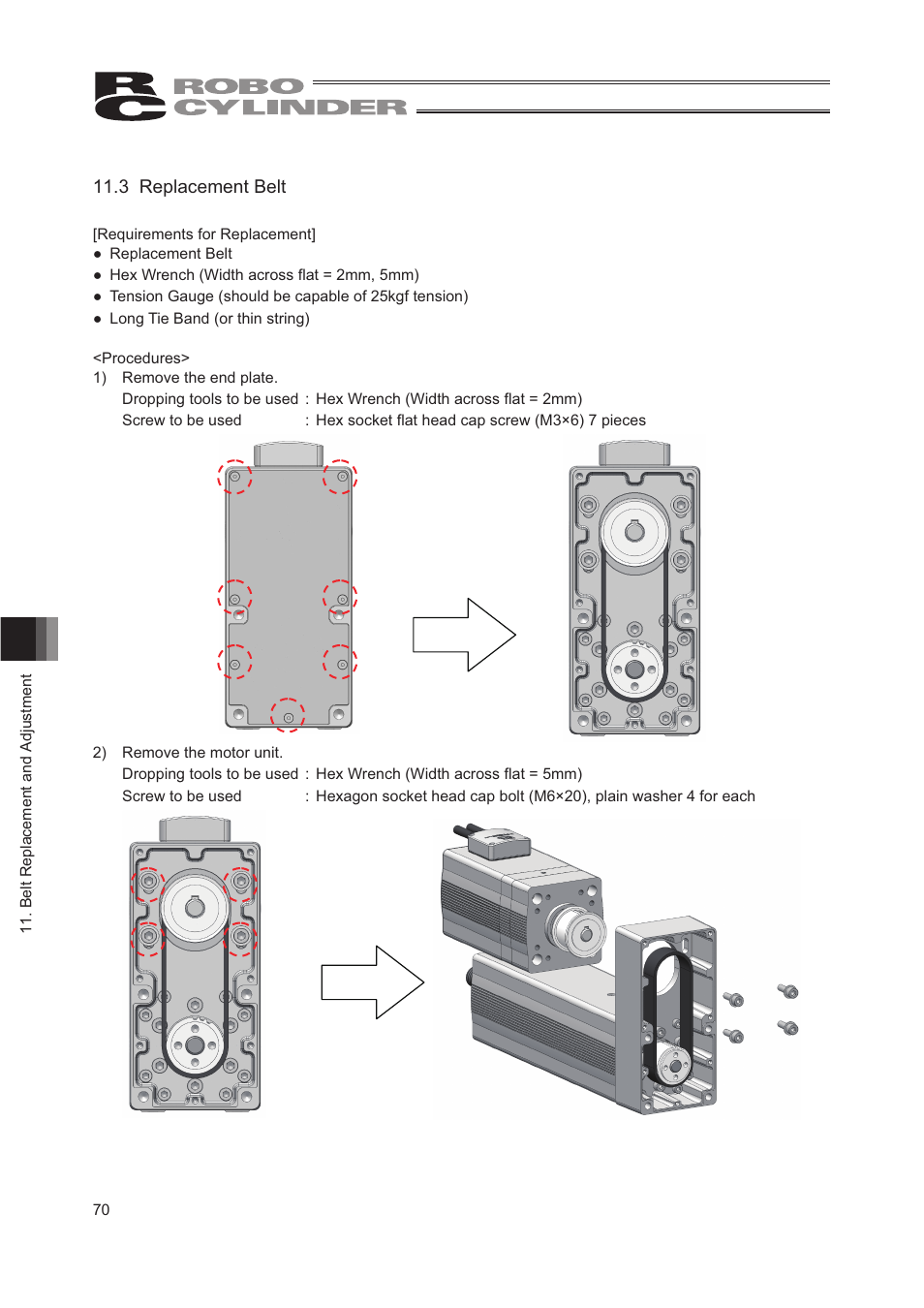 3 replacement belt | IAI America RCP2W-RA10C User Manual | Page 76 / 120