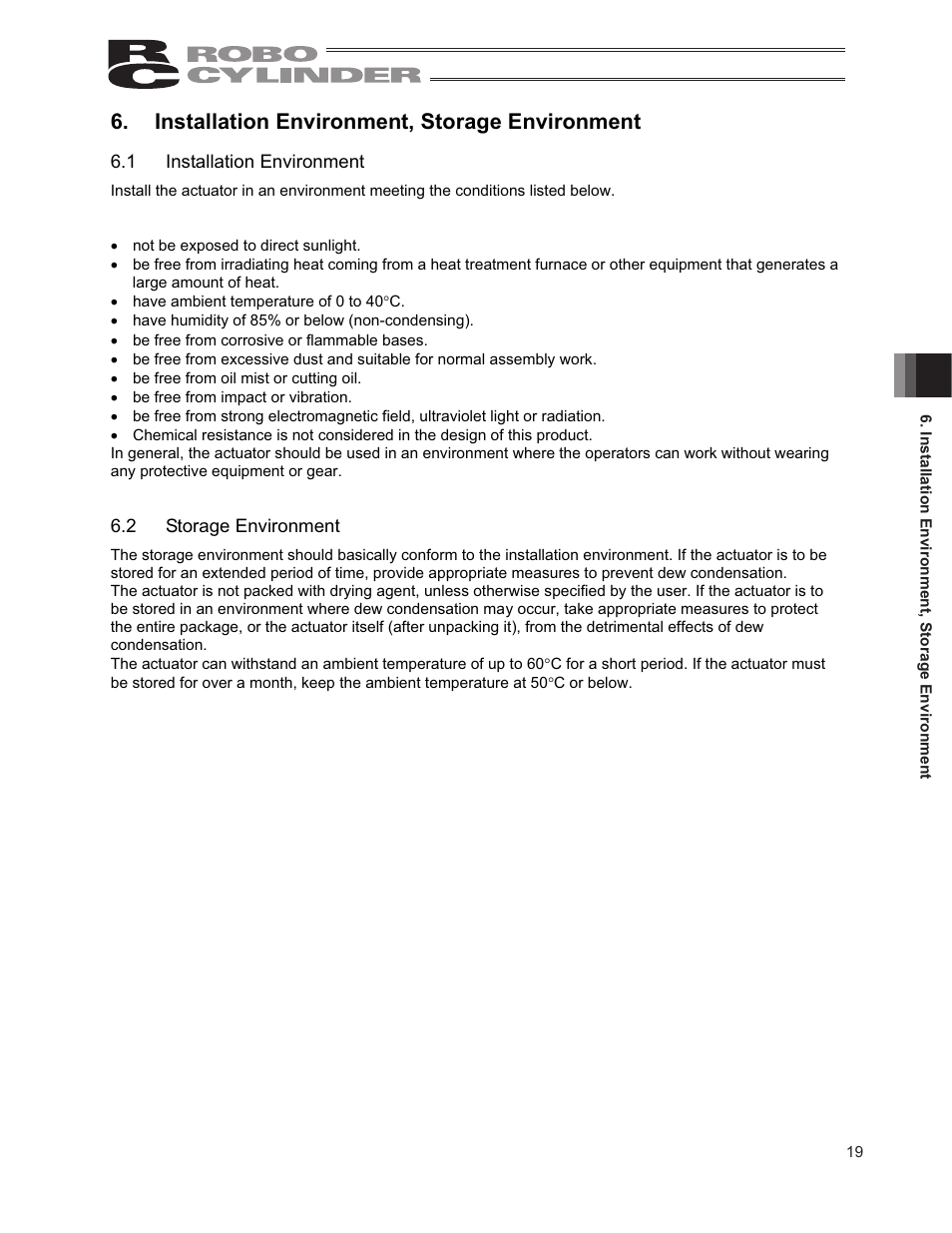 Installation environment, storage environment, 1 installation environment, 2 storage environment | IAI America RCP2-RTCBL User Manual | Page 27 / 80