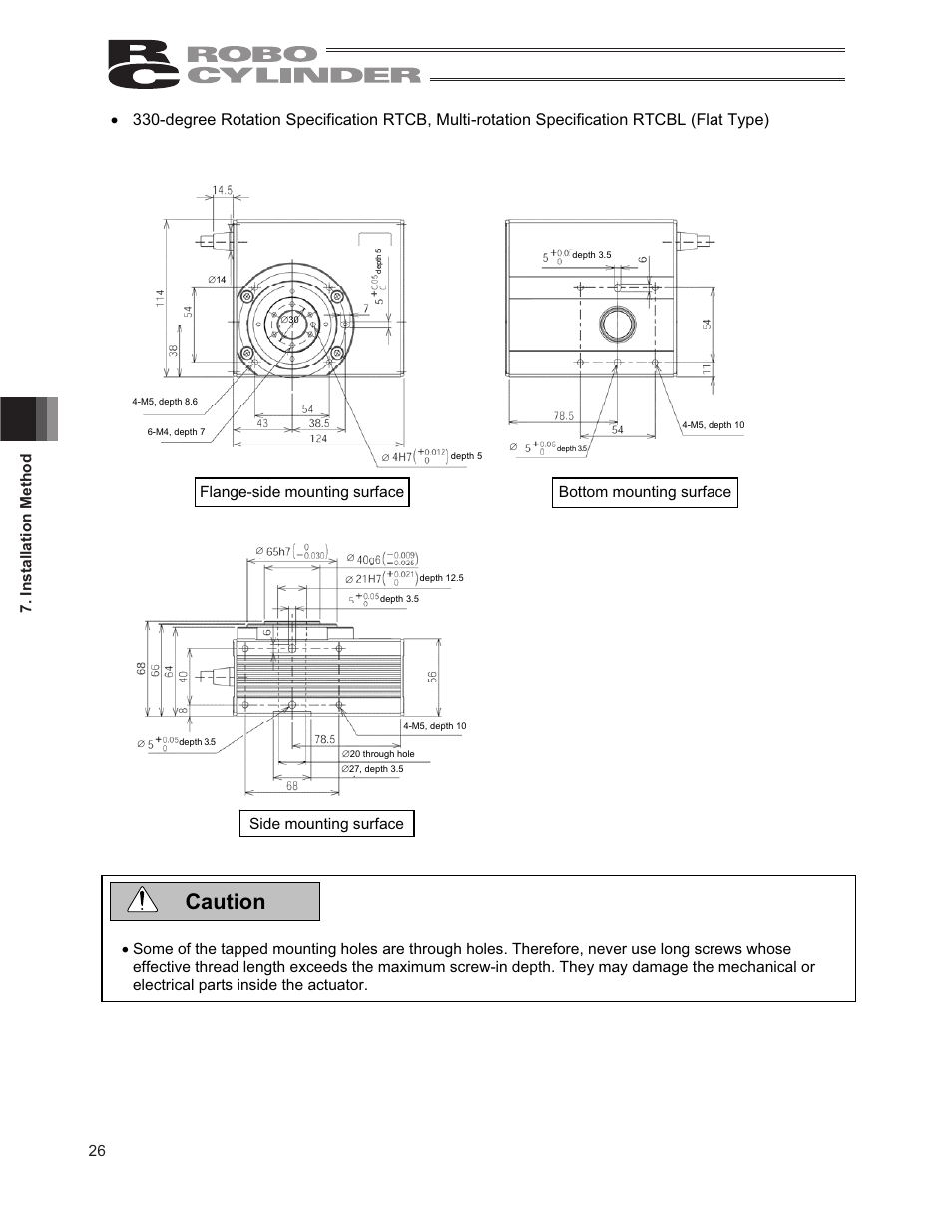 Caution, 26 7. installation method | IAI America RCP2-RTCBL User Manual | Page 34 / 80