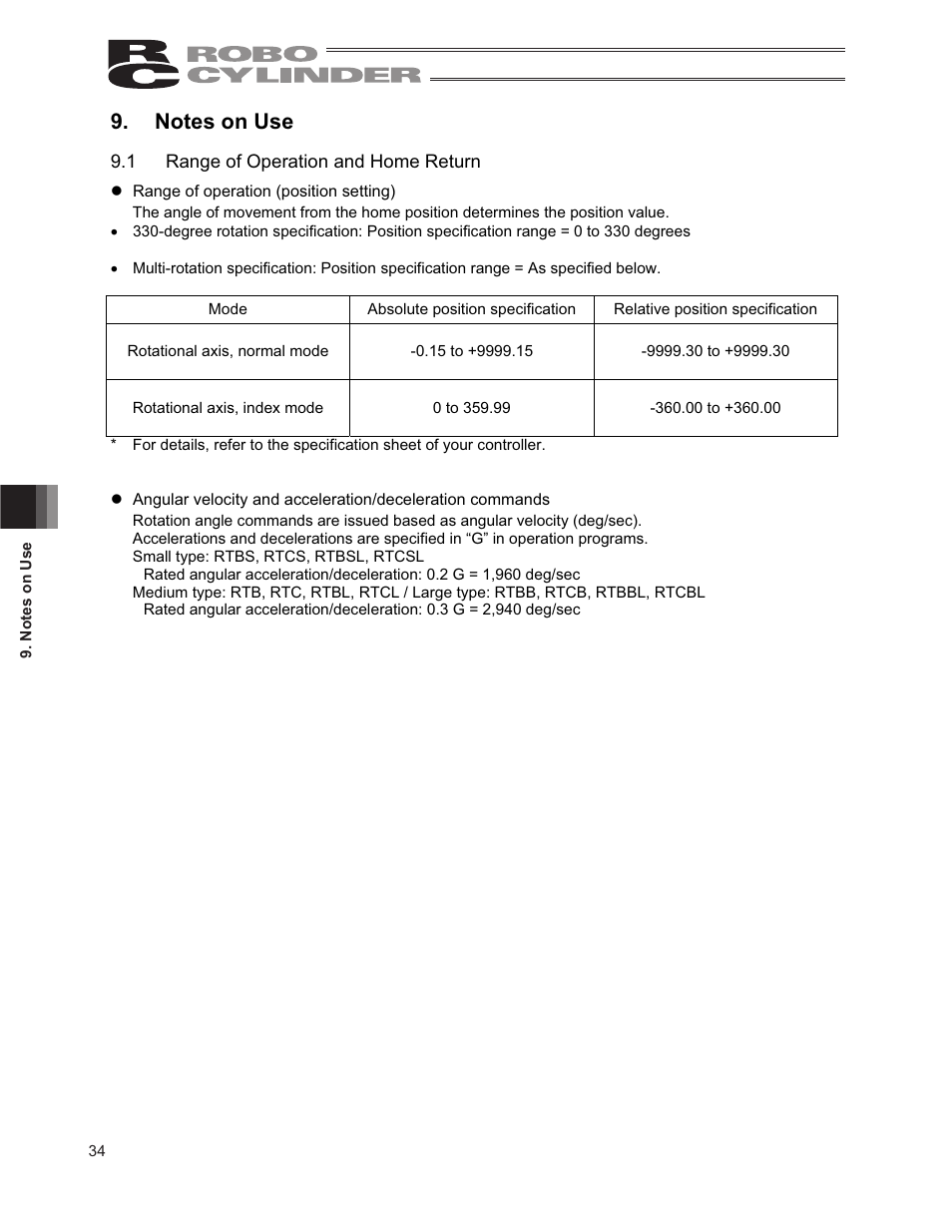 Notes on use, 1 range of operation and home return | IAI America RCP2-RTCBL User Manual | Page 42 / 80