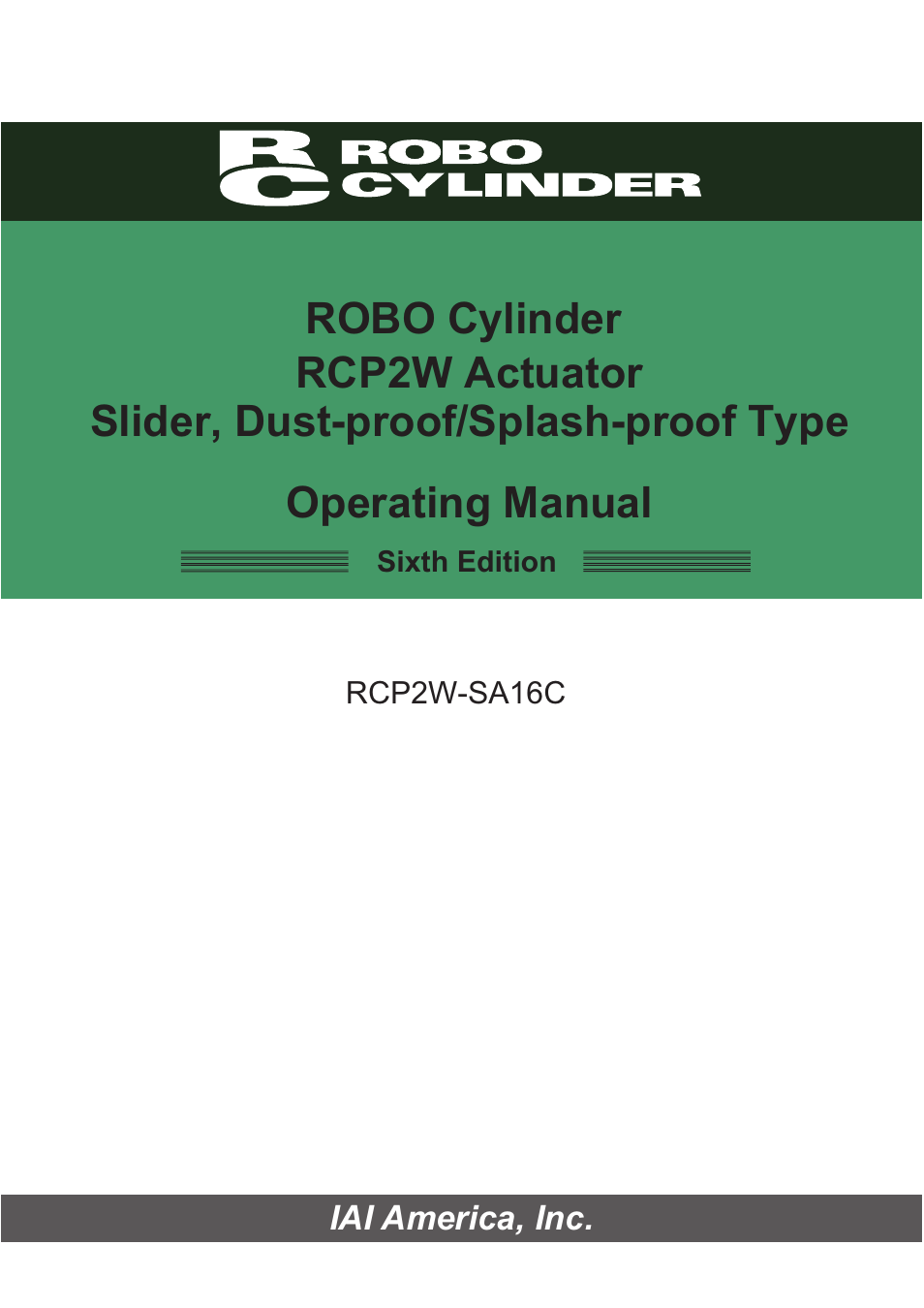 IAI America RCP2W-SA16C User Manual | 46 pages