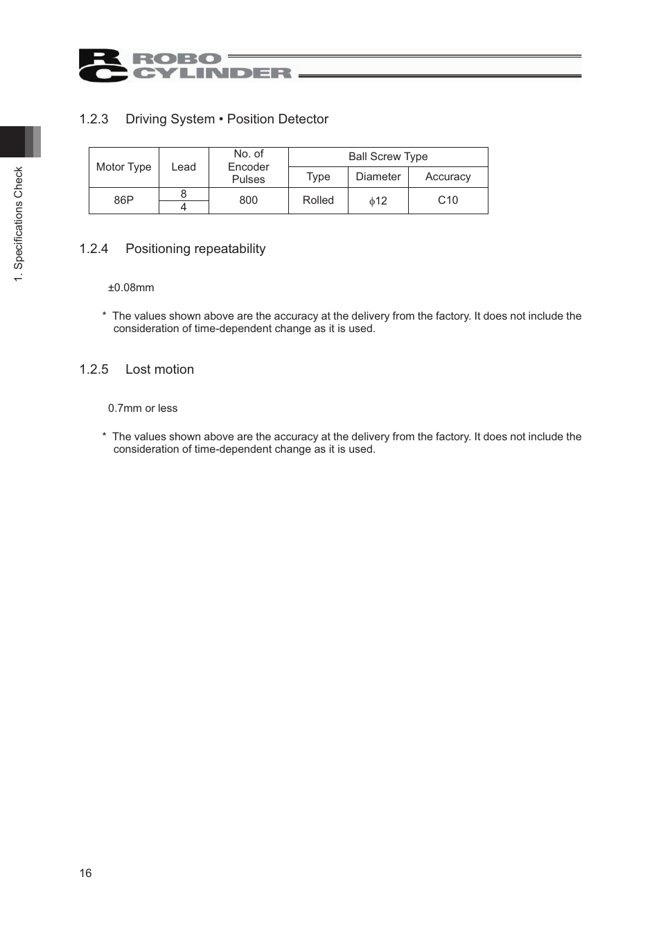 3 driving system • position detector, 4 positioning repeatability, 5 lost motion | IAI America RCP2W-SA16C User Manual | Page 22 / 46