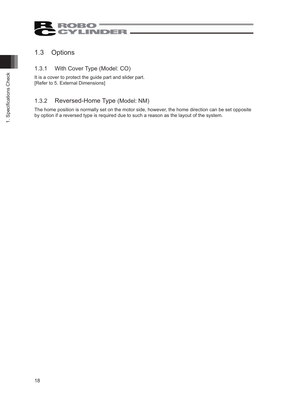 3 options, 1 with cover type (model: co), 2 reversed-home type (model: nm) | IAI America RCP2W-SA16C User Manual | Page 24 / 46