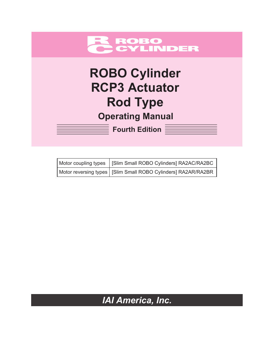 IAI America RCP3-RA2BR User Manual | 60 pages