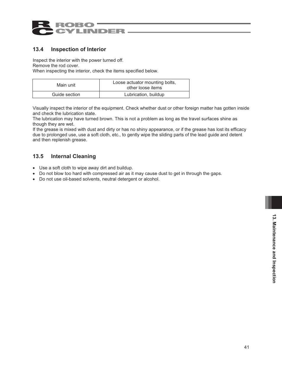 4 inspection of interior, 5 internal cleaning | IAI America RCP3-RA2BR User Manual | Page 47 / 60