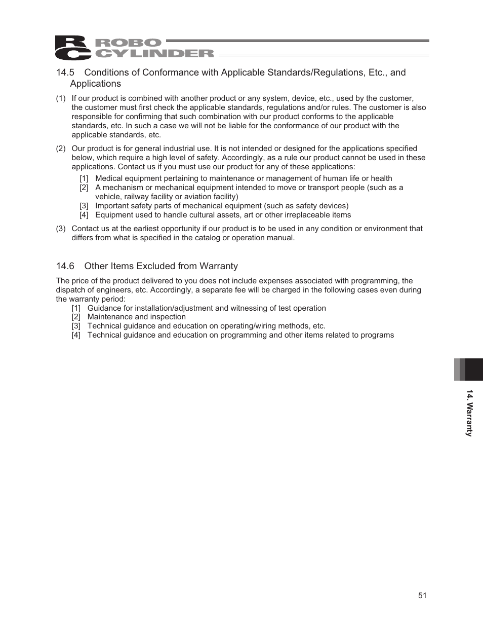 6 other items excluded from warranty | IAI America RCP3-RA2BR User Manual | Page 57 / 60