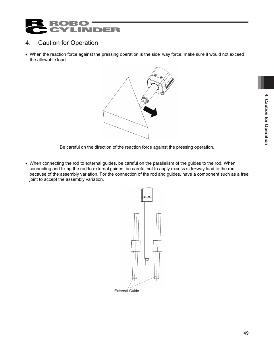 Caution for operation, Caution for operation䎃 | IAI America RCP4-RA6R User Manual | Page 55 / 82