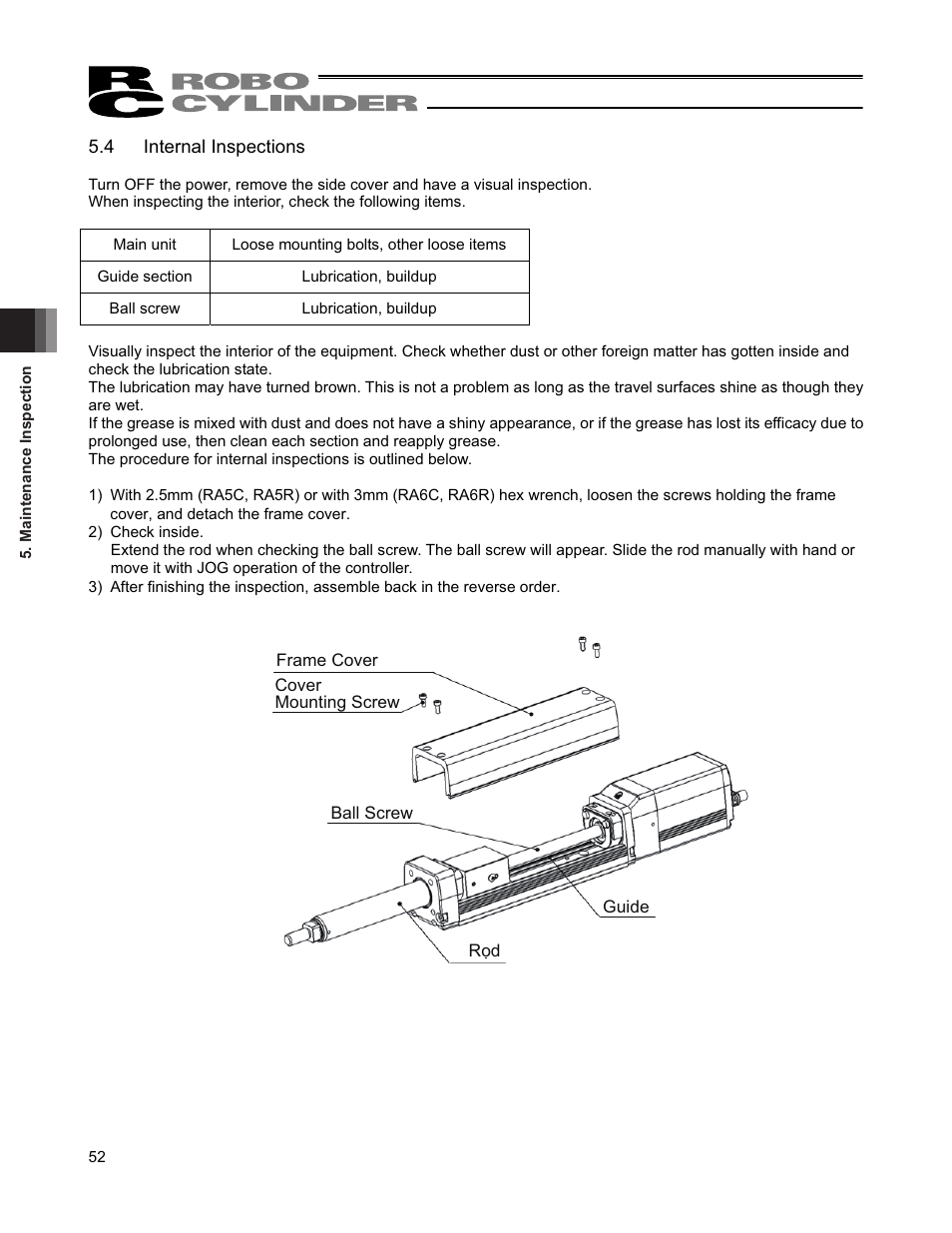 4 internal inspections | IAI America RCP4-RA6R User Manual | Page 58 / 82