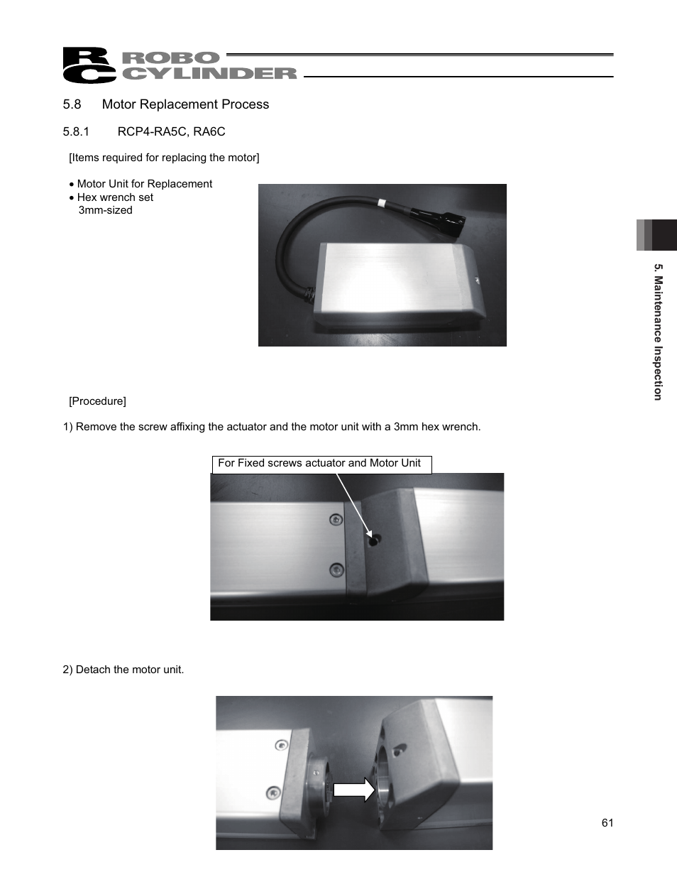 8 motor replacement process | IAI America RCP4-RA6R User Manual | Page 67 / 82