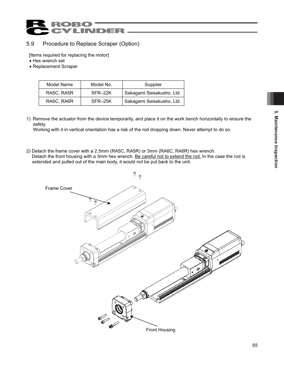 9 procedure to replace scraper (option) | IAI America RCP4-RA6R User Manual | Page 71 / 82
