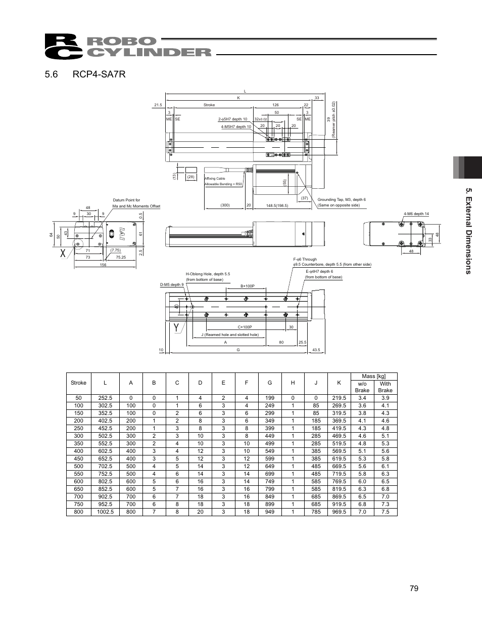 6 rcp4-sa7r, External dimensions 79 | IAI America RCP4CR-SA7C User Manual | Page 85 / 94