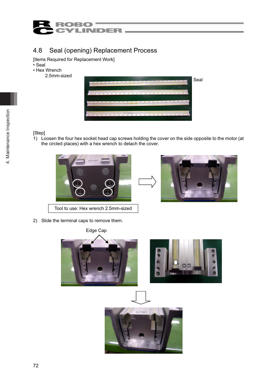 8 seal (opening) replacement process | IAI America RCP4W User Manual | Page 78 / 96