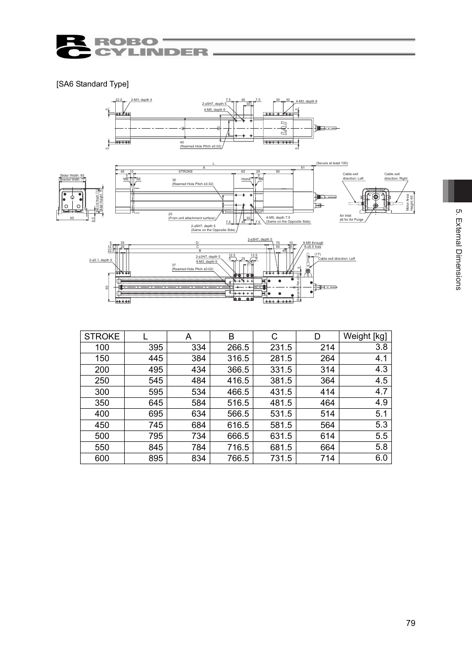 External dimensions 79 [sa6 standard type | IAI America RCP4W User Manual | Page 85 / 96