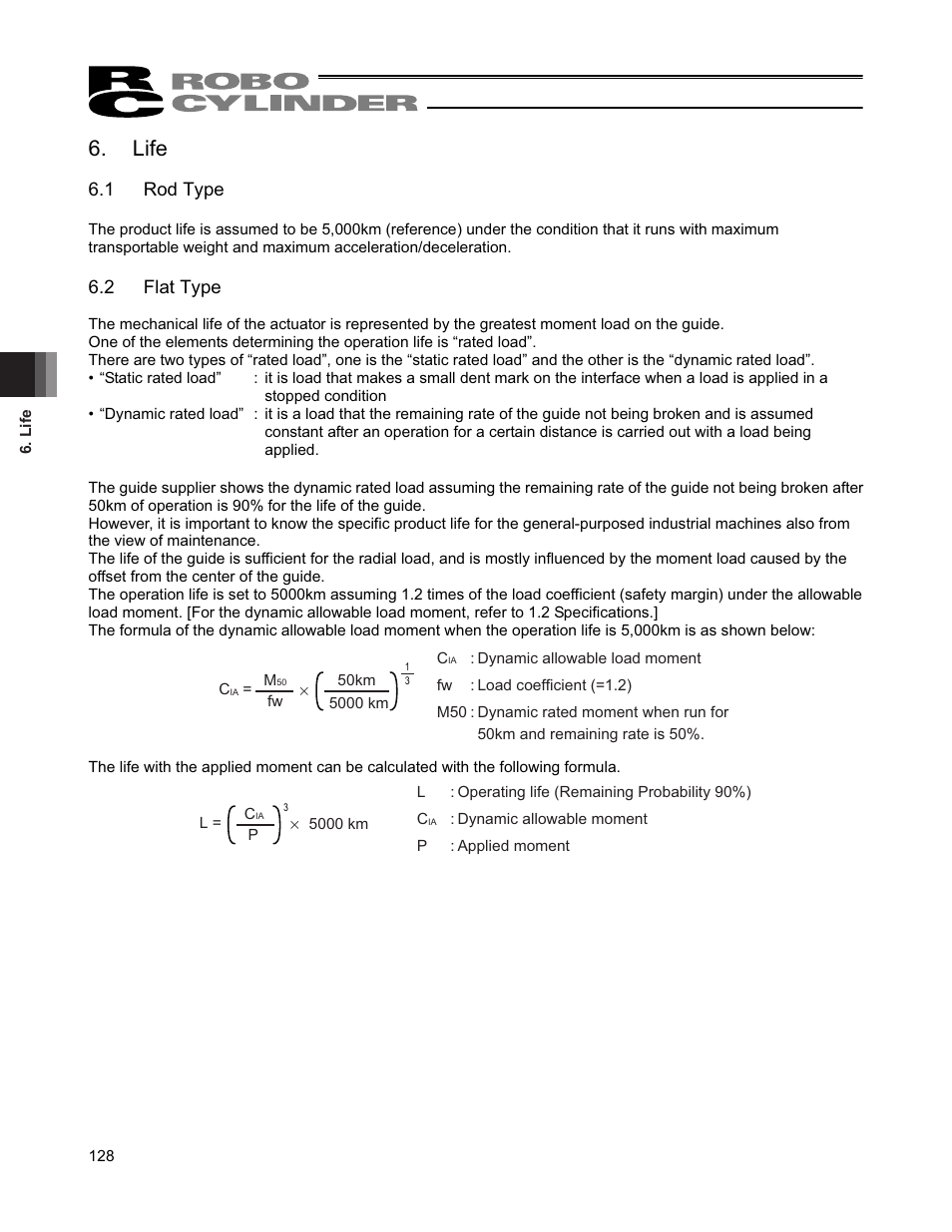 Life, 1 rod type, 2 flat type | IAI America RCS2W User Manual | Page 136 / 142