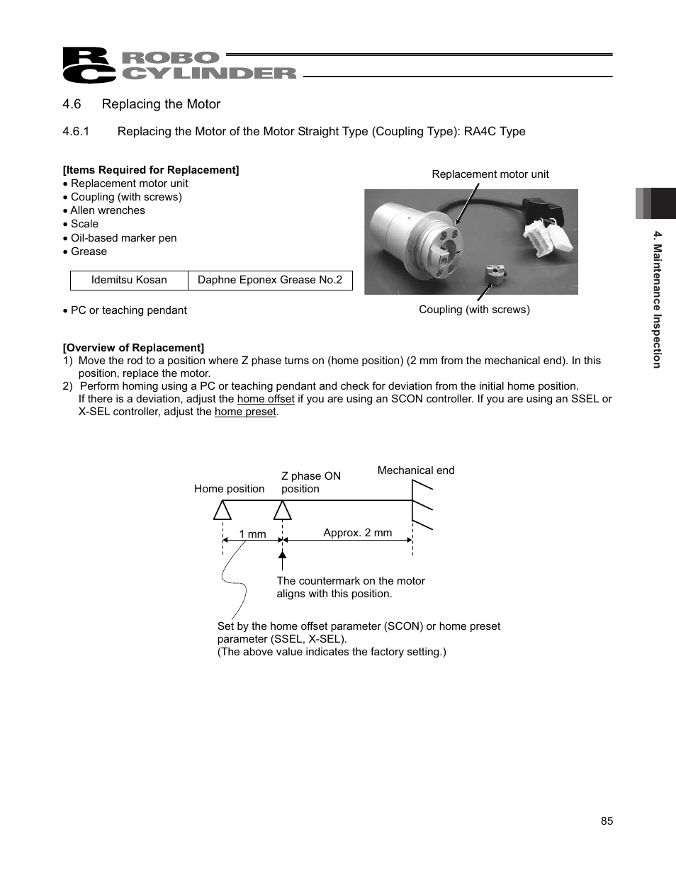 6 replacing the motor | IAI America RCS2W User Manual | Page 93 / 142