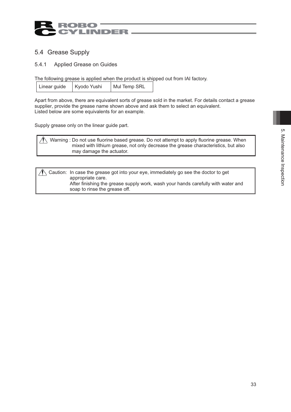 4 grease supply | IAI America RCS2-GR8 User Manual | Page 39 / 46