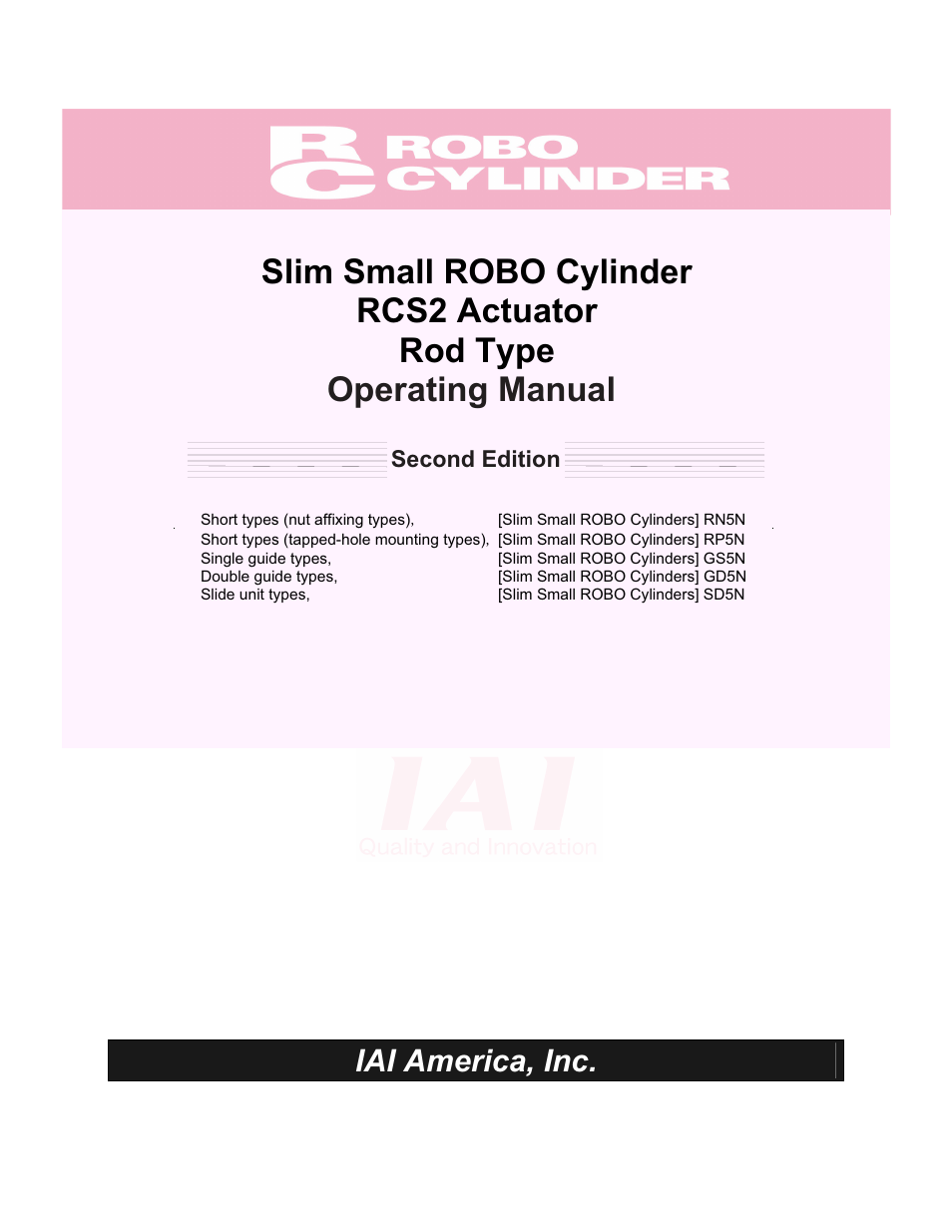 IAI America RCS2-SD5N User Manual | 80 pages