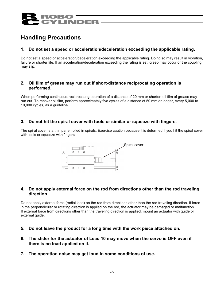 Handling precautions | IAI America RCS2-SD5N User Manual | Page 13 / 80