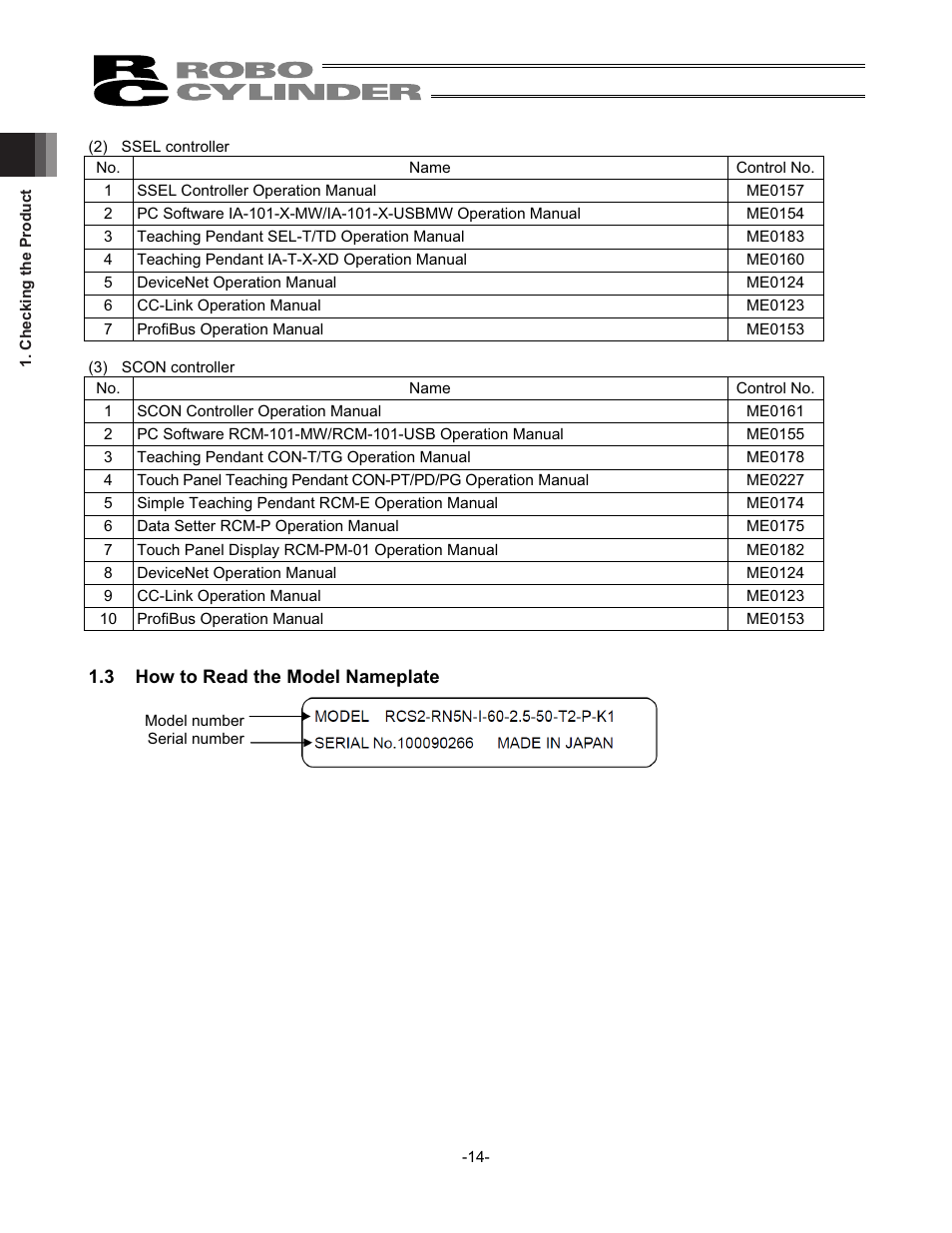 3 how to read the model nameplate | IAI America RCS2-SD5N User Manual | Page 20 / 80