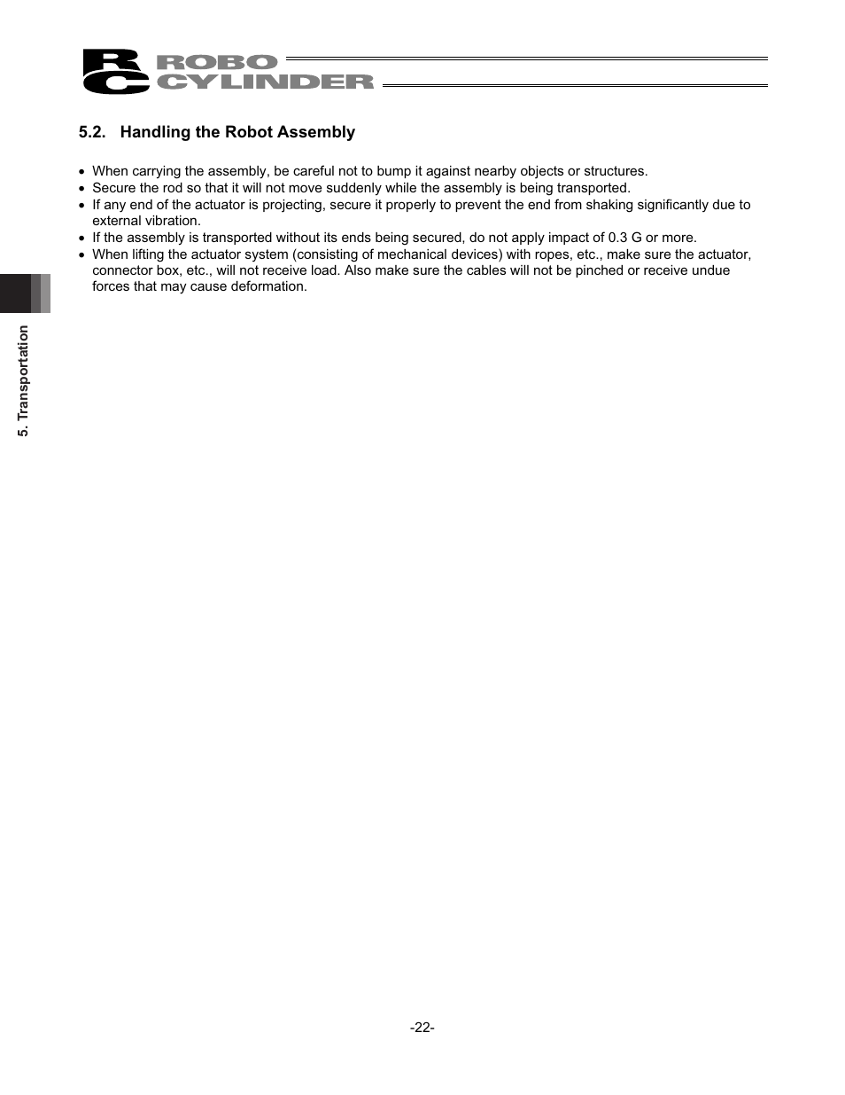 Handling the robot assembly | IAI America RCS2-SD5N User Manual | Page 28 / 80