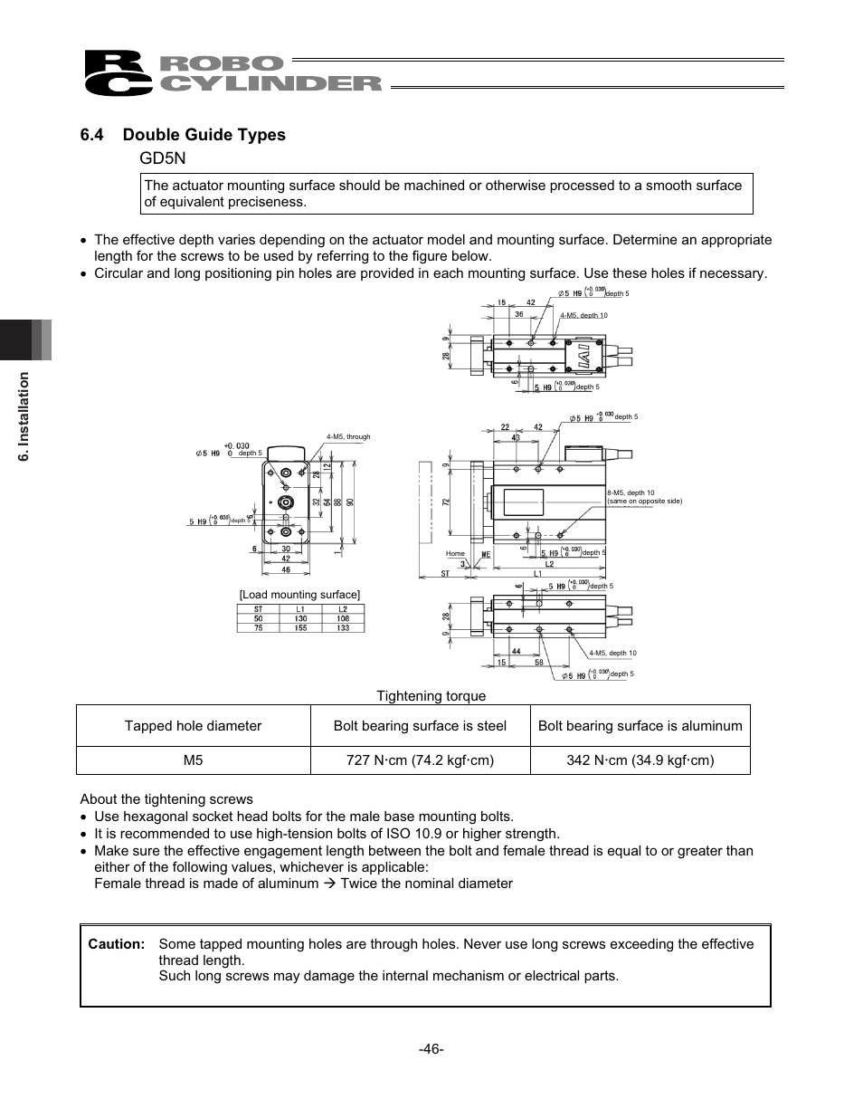 4 double guide types, 4 double guide types gd5n | IAI America RCS2-SD5N User Manual | Page 52 / 80