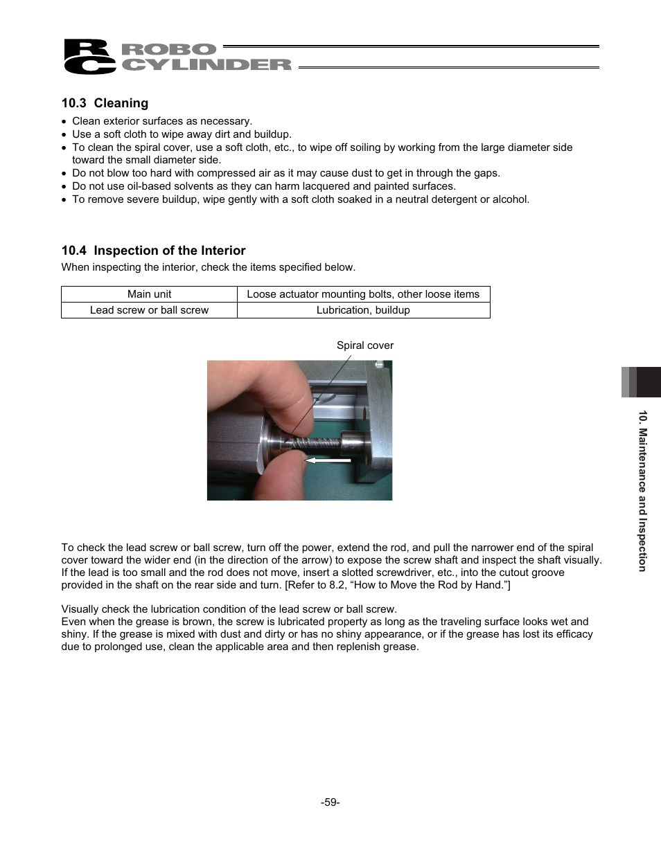 3 cleaning, 4 inspection of the interior | IAI America RCS2-SD5N User Manual | Page 65 / 80